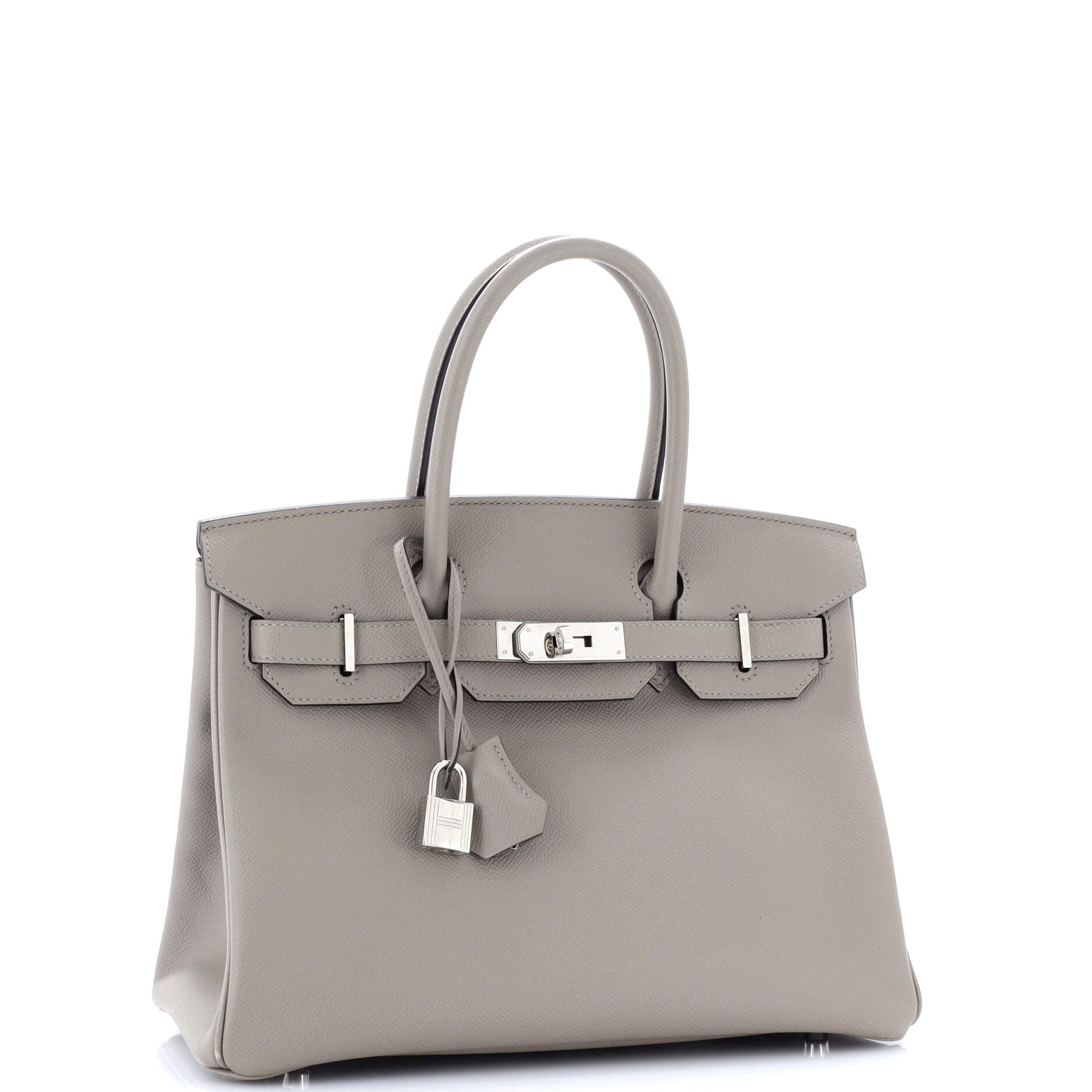 Birkin Handbag Grey Epsom with Palladium Hardware 30