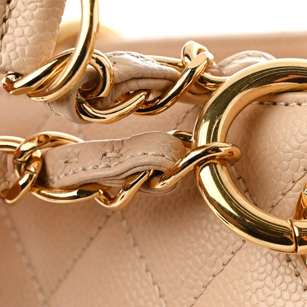 Caviar Quilted Grand Shopping Tote GST Beige Clair