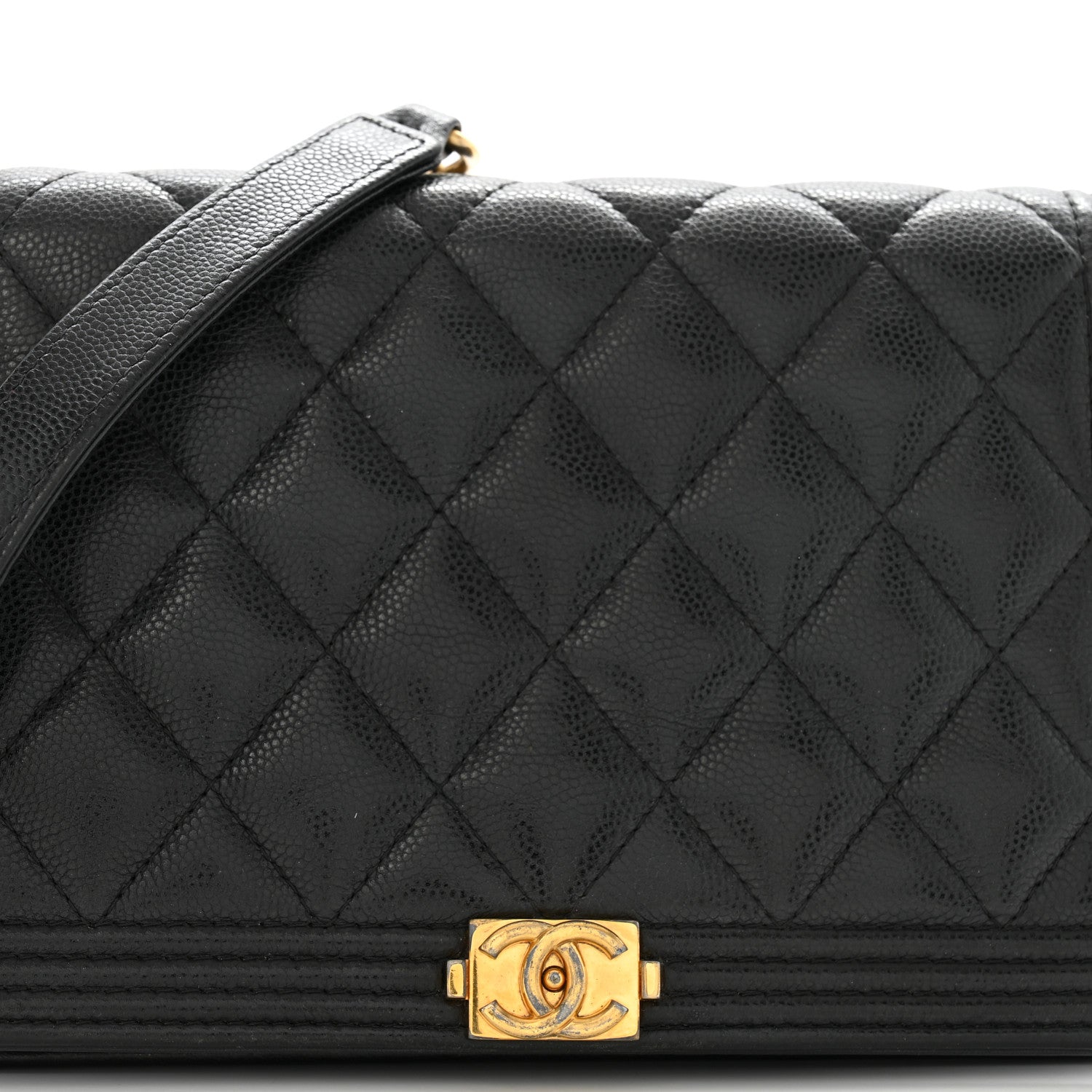 Caviar Quilted Boy Wallet On Chain WOC Black