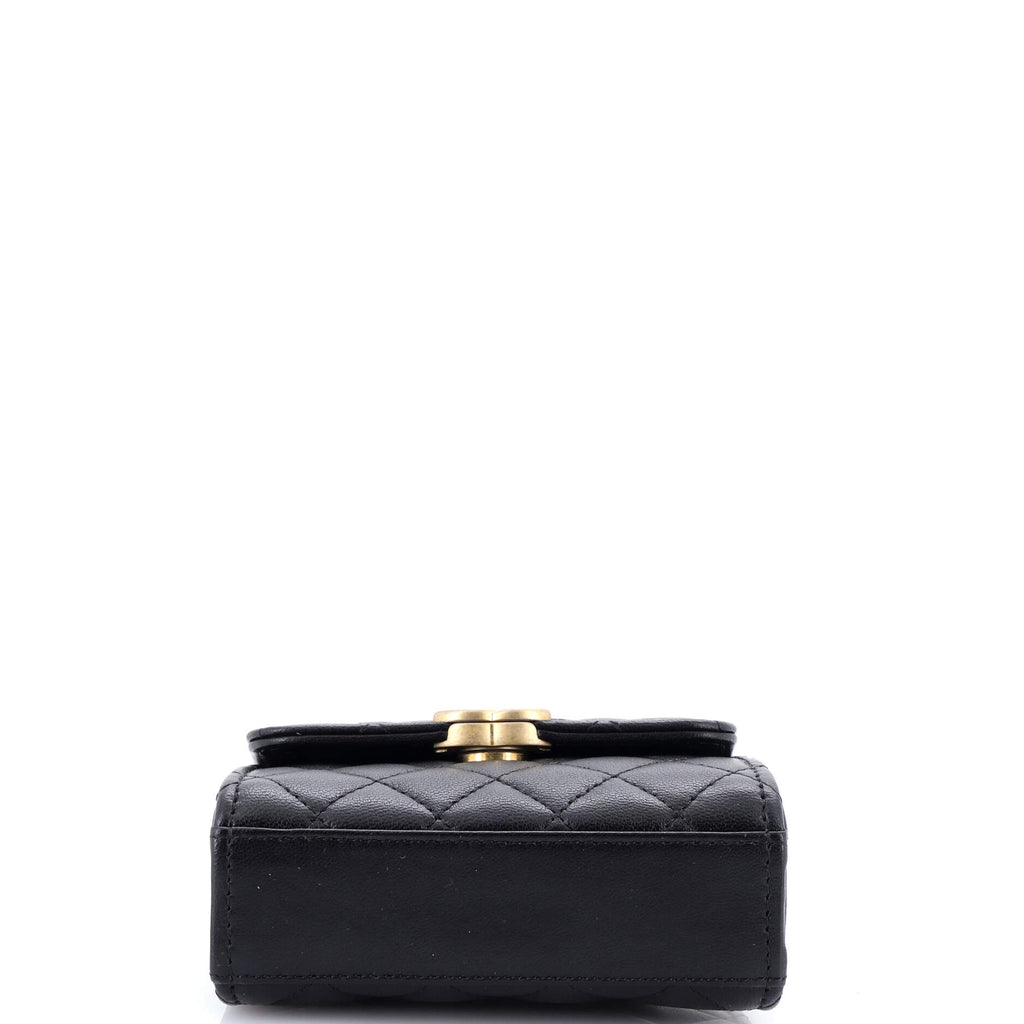 Coco Enamel Top Handle Flap Bag Quilted Lambskin Small