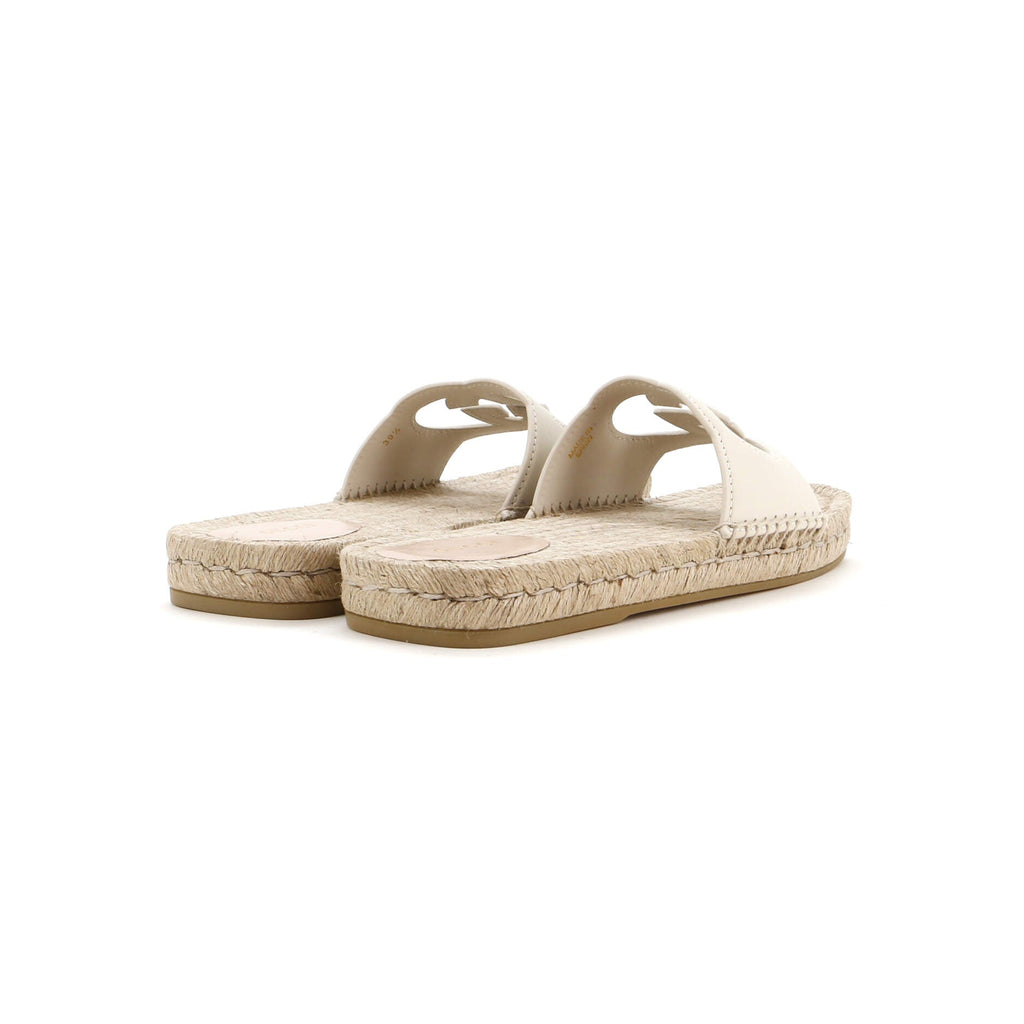 Women's Interlocking G Cut-Out Espadrille Slide Sandals Leather