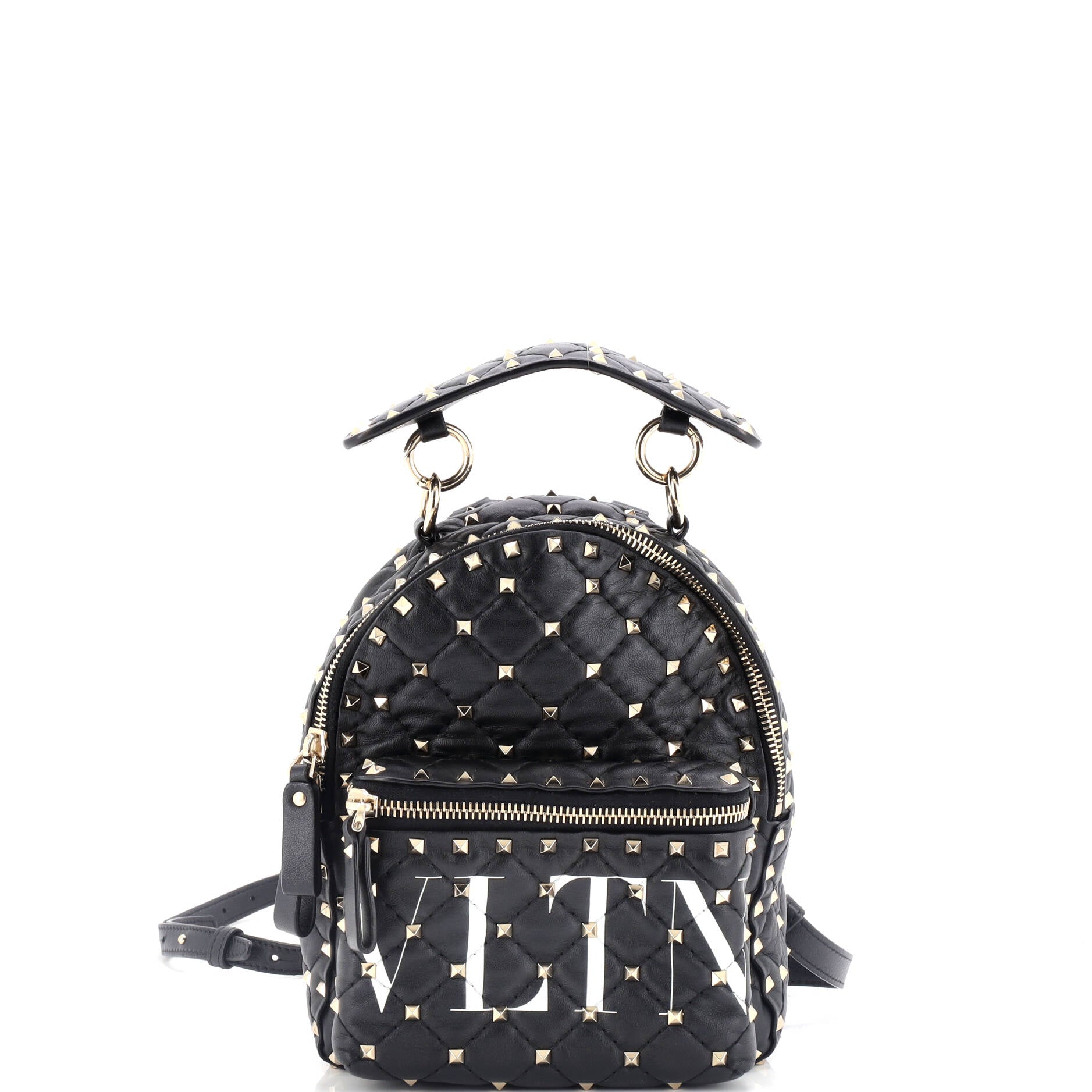 VLTN Rockstud Spike Backpack Quilted Printed Leather Mini