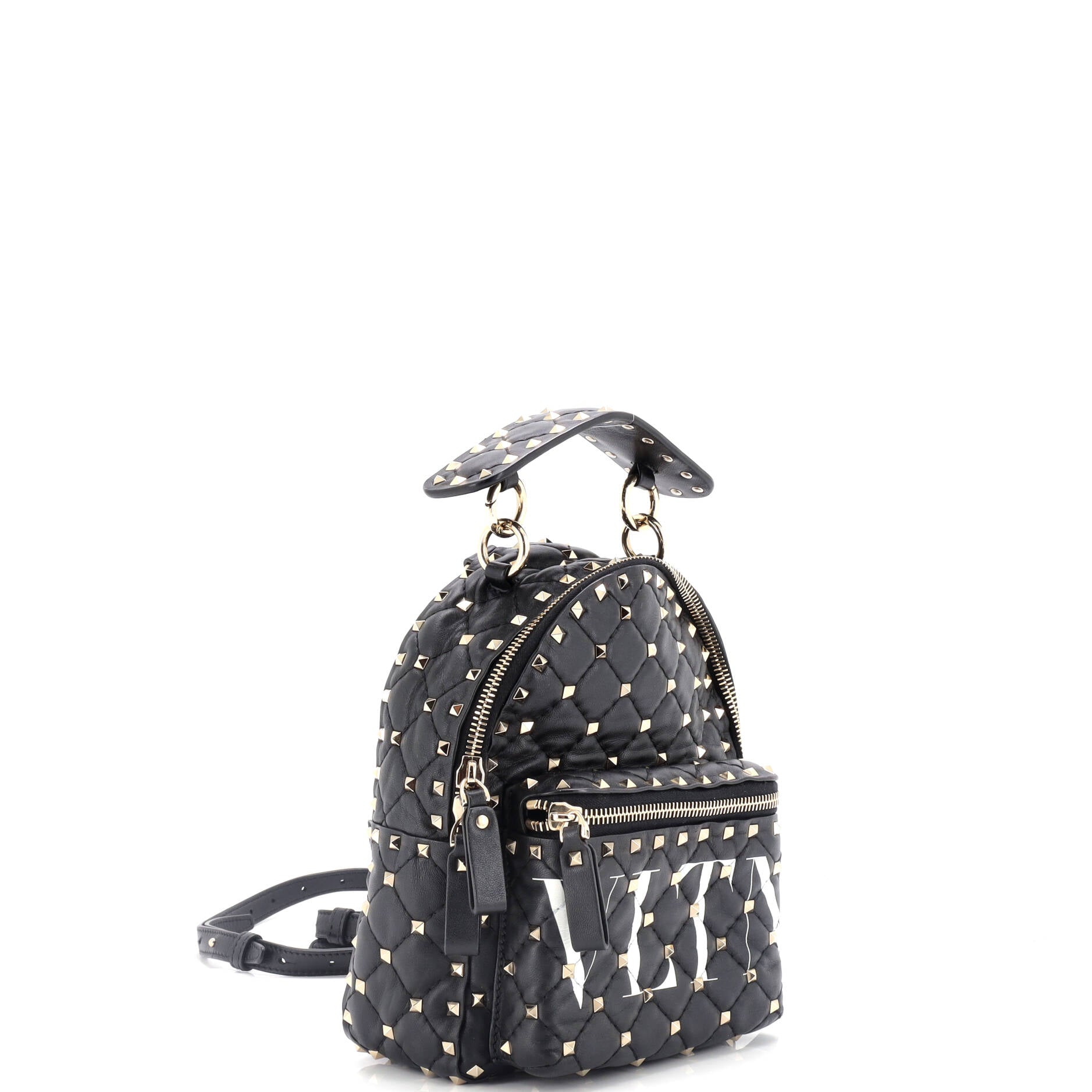 VLTN Rockstud Spike Backpack Quilted Printed Leather Mini