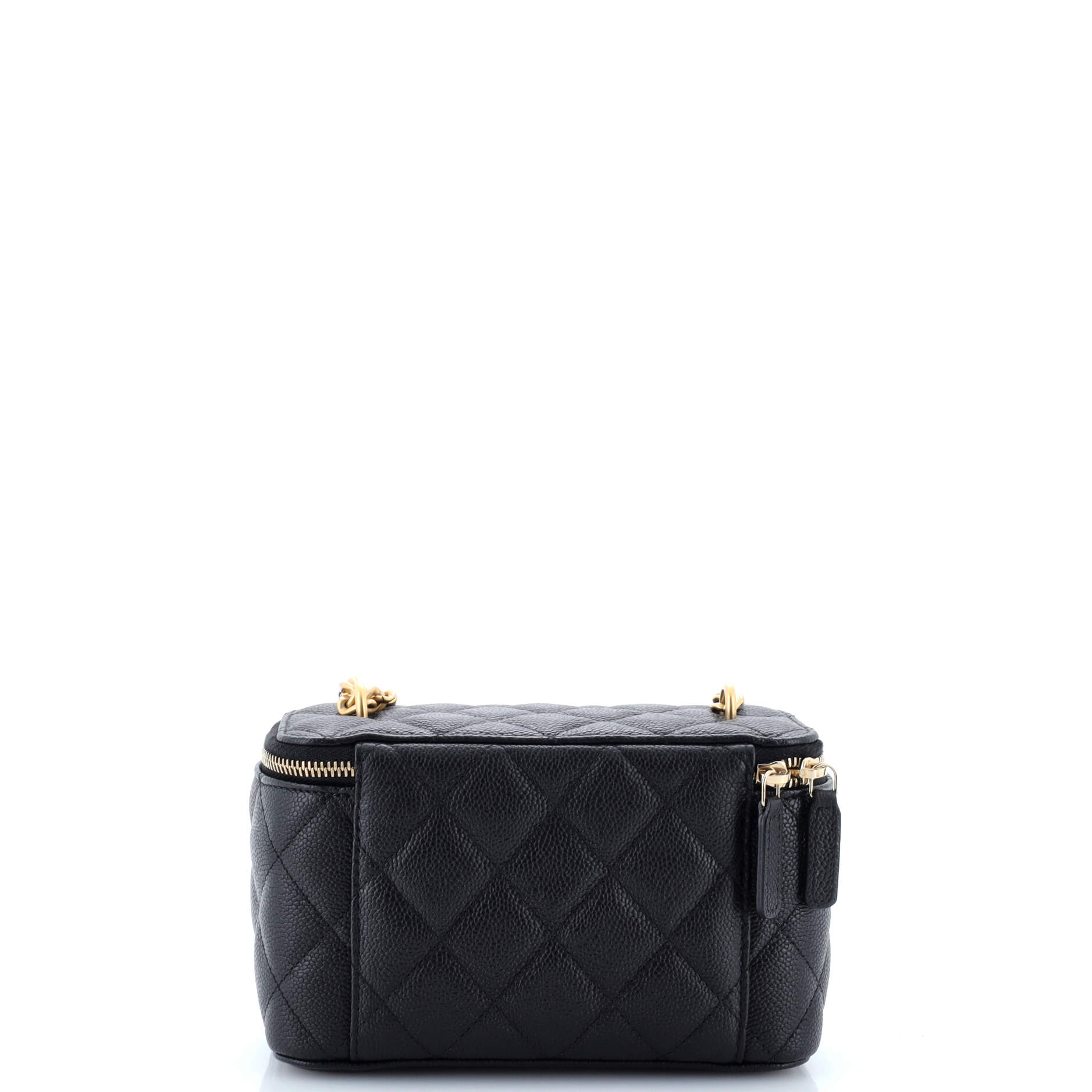 Sweet Heart Vanity Case with Chain Quilted Caviar Small