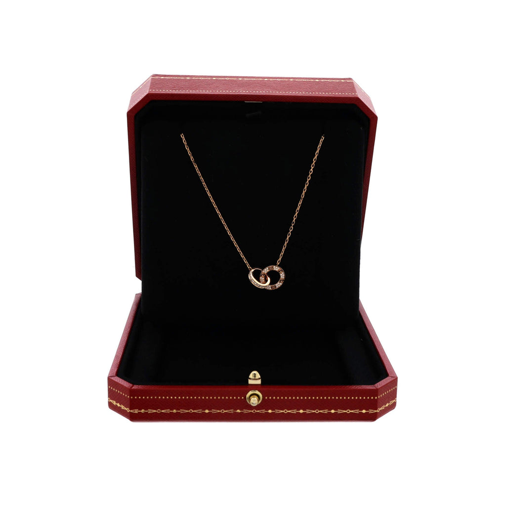Love Interlocking Pave Necklace 18K Rose Gold and Diamonds