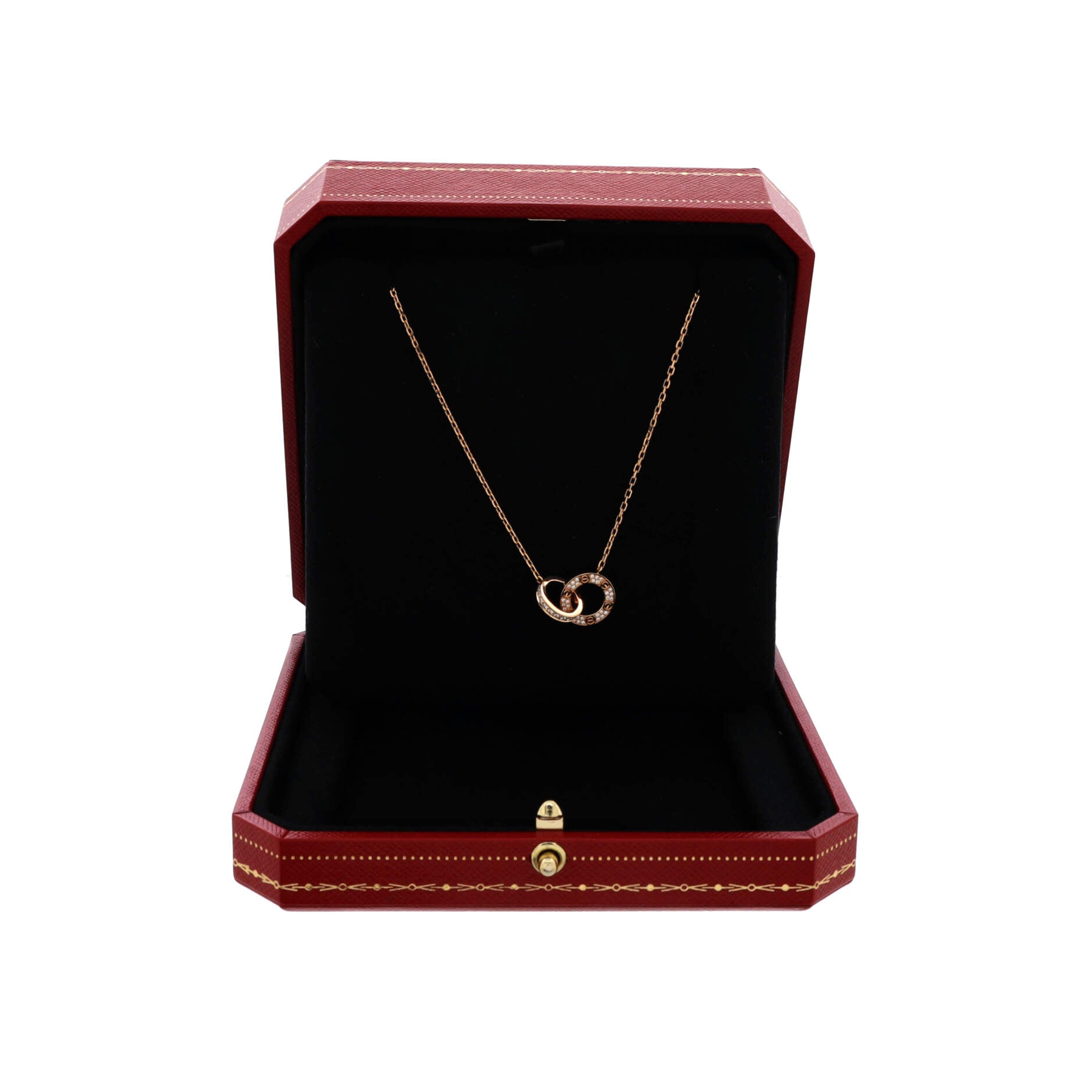 Love Interlocking Pave Necklace 18K Rose Gold and Diamonds