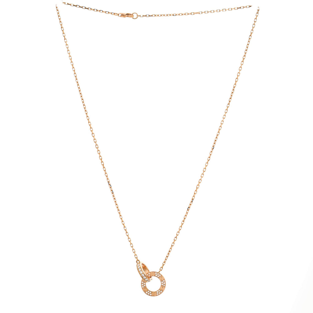 Love Interlocking Pave Necklace 18K Rose Gold and Diamonds