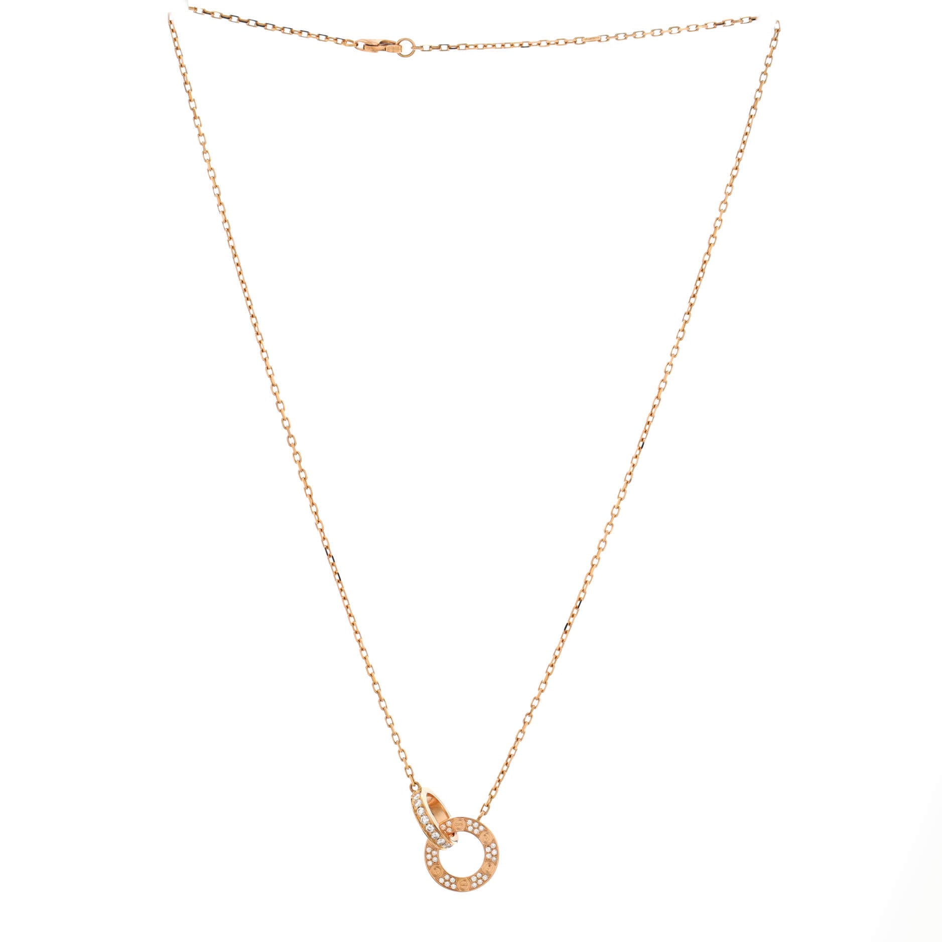 Love Interlocking Pave Necklace 18K Rose Gold and Diamonds