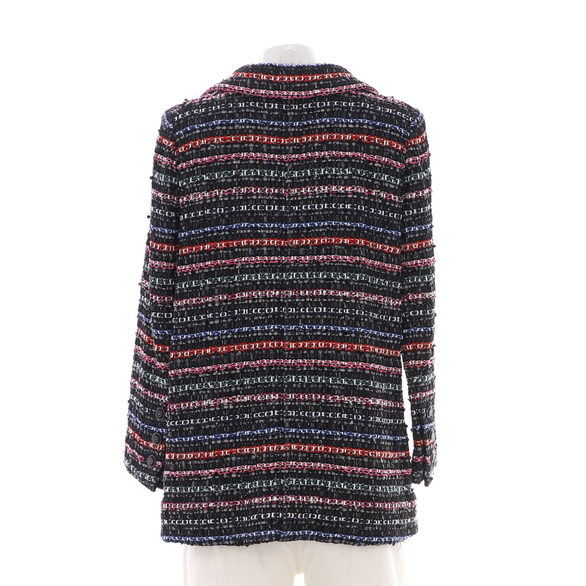 Women's Pointed Collar Single Button Jacket Tweed with Sequins