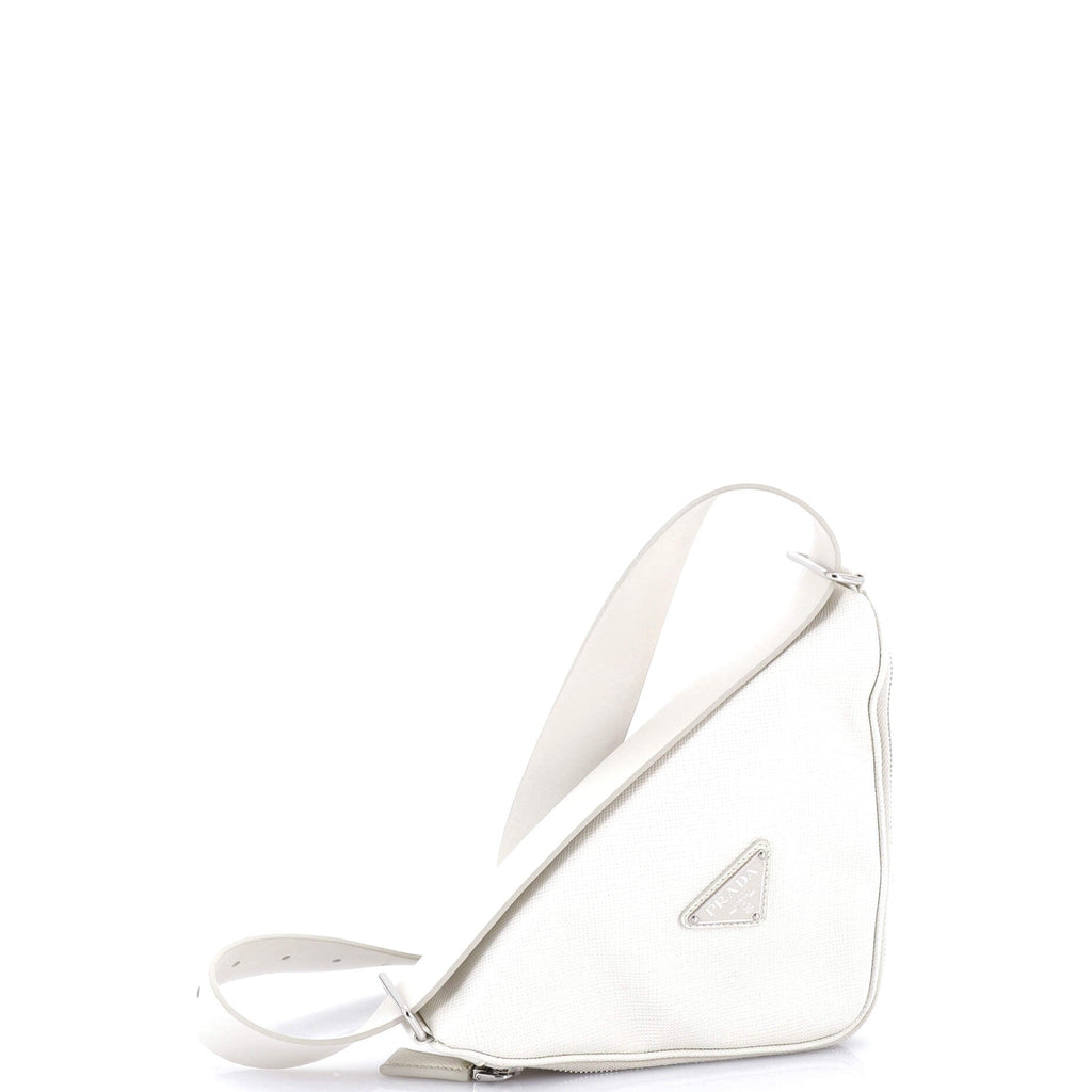 Triangle Logo Zip Around Shoulder Bag Saffiano Leather
