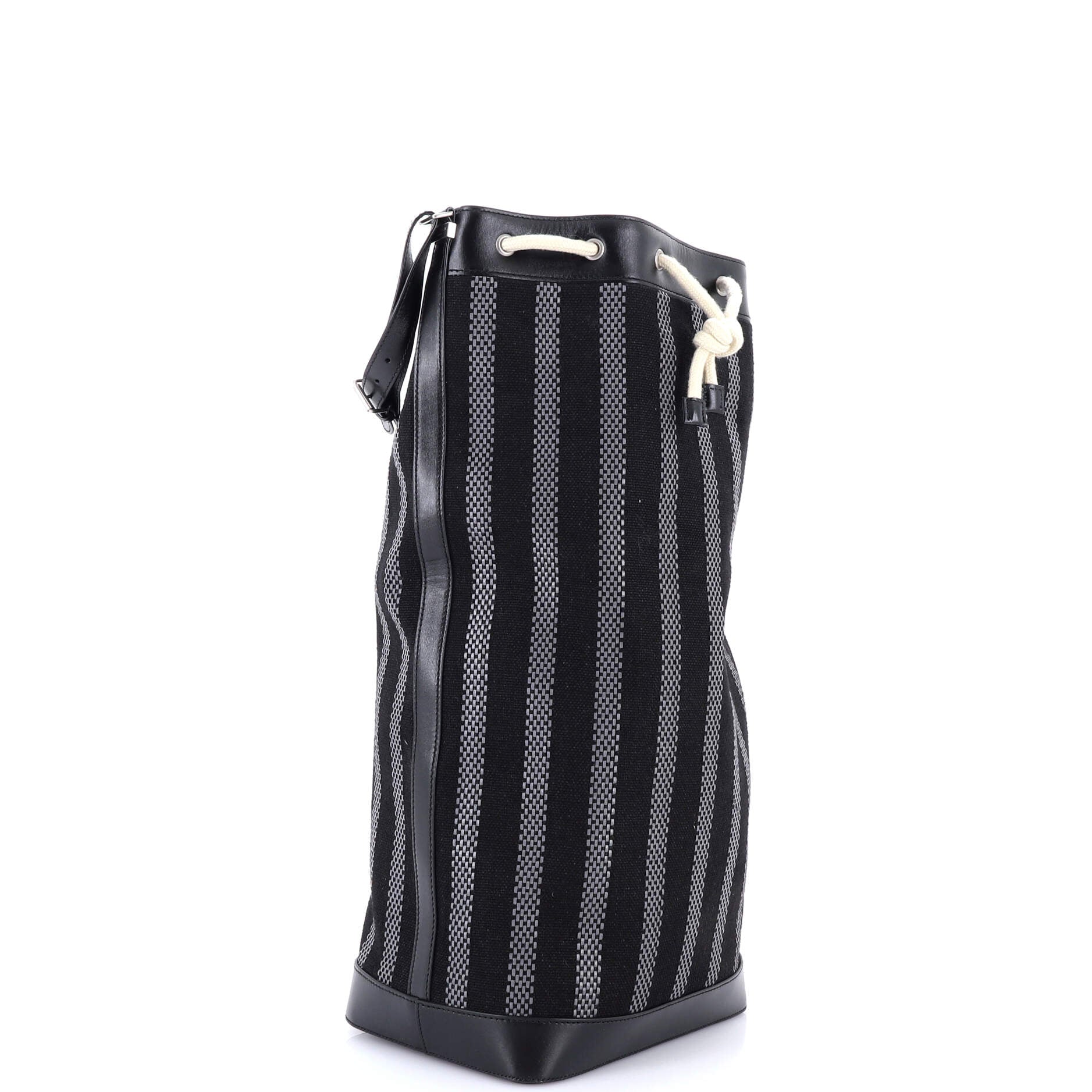 Sport Bucket Bag Striped Canvas and Leather