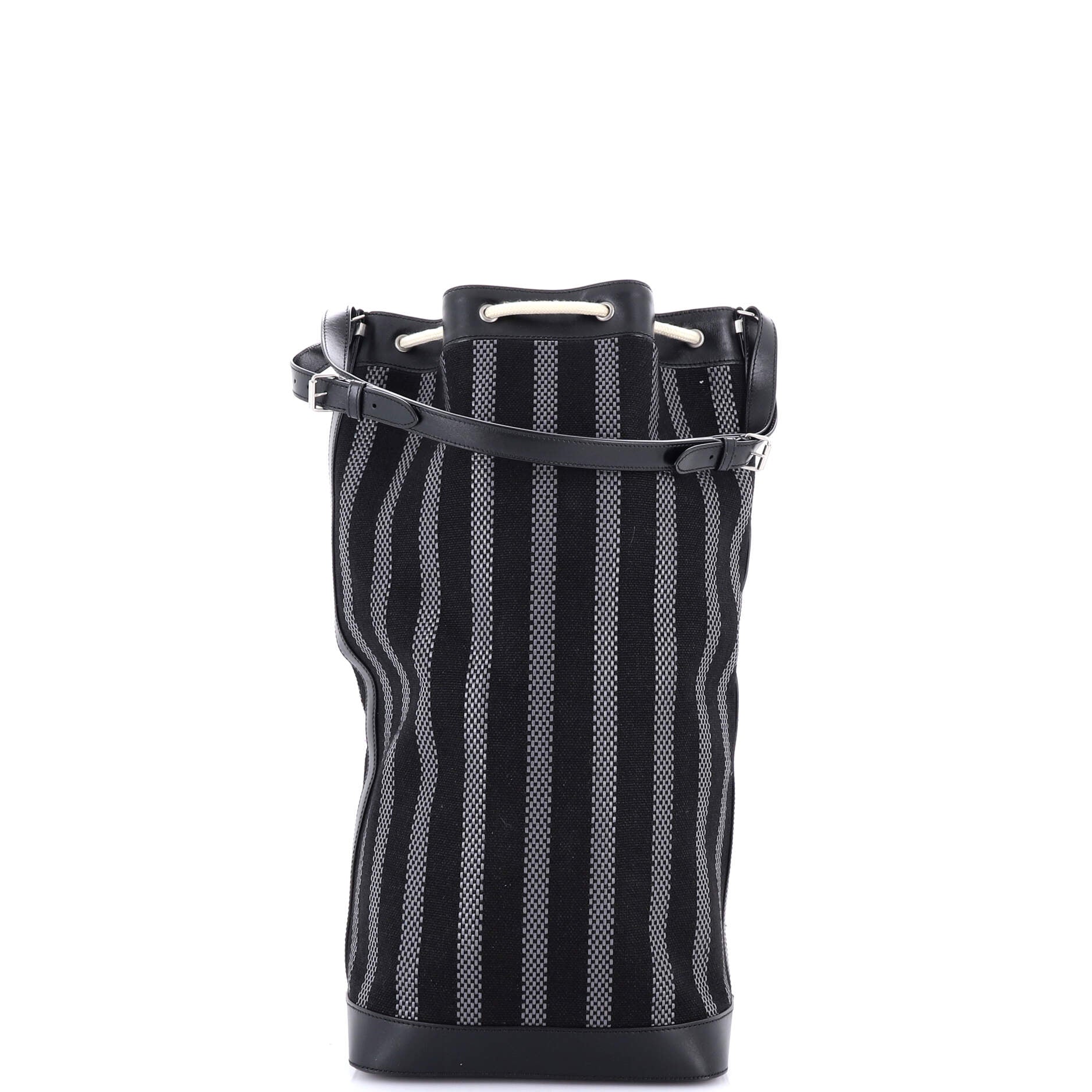 Sport Bucket Bag Striped Canvas and Leather