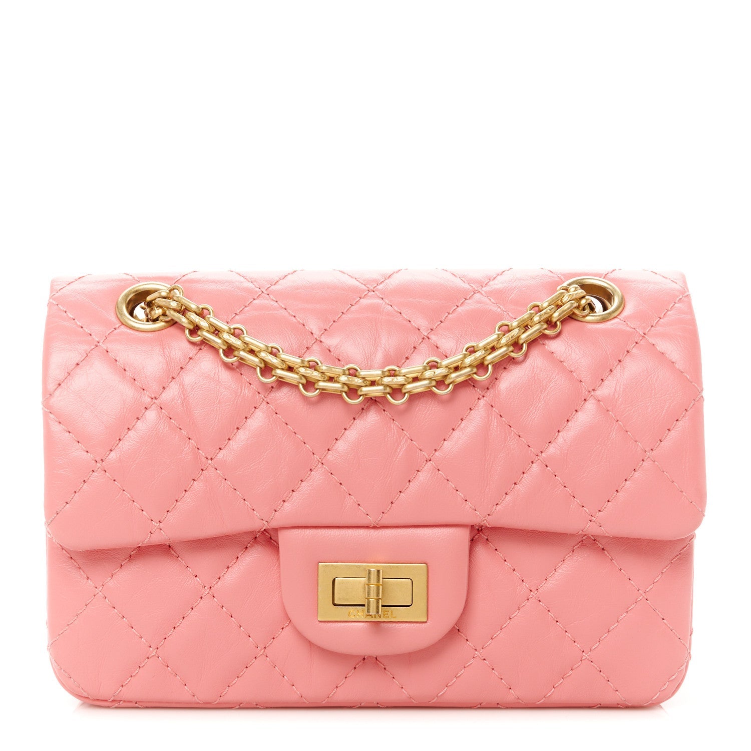 Aged Calfskin Quilted 2.55 Reissue Mini Flap Pink