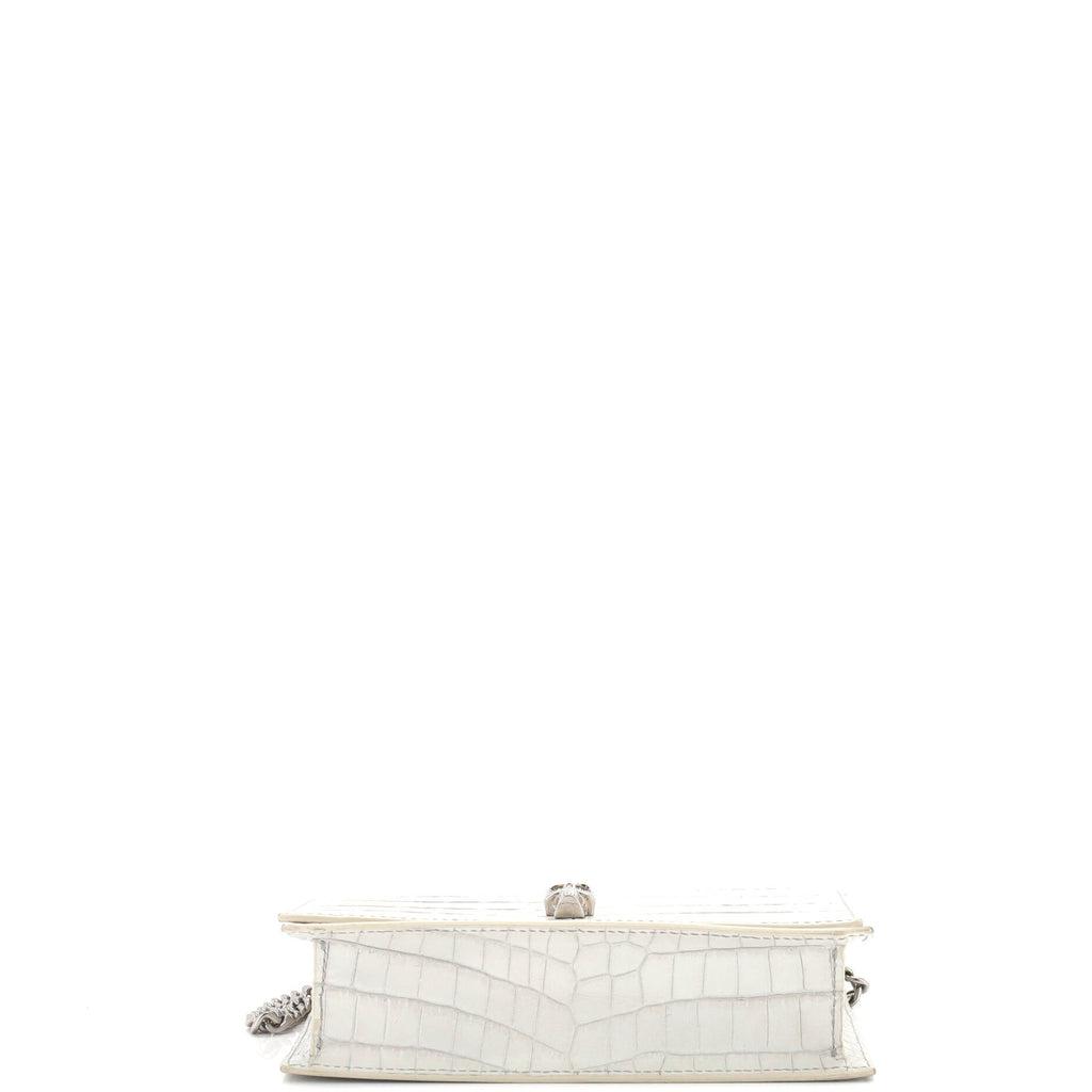 Skull Chain Crossbody Bag Crocodile Embossed Leather Mini