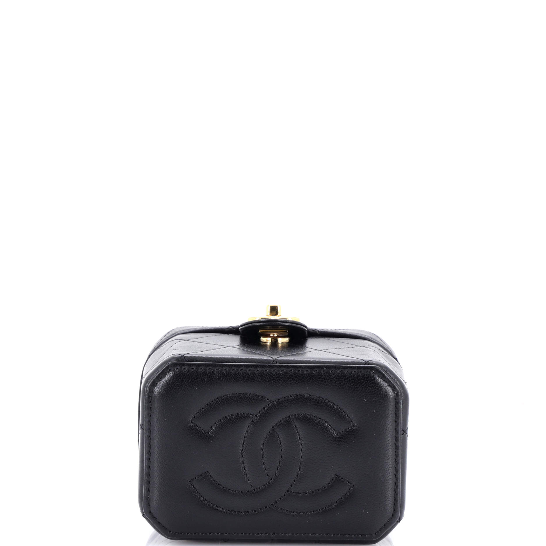 CC Turnlock Box Vanity Case with Chain Quilted Lambskin Mini