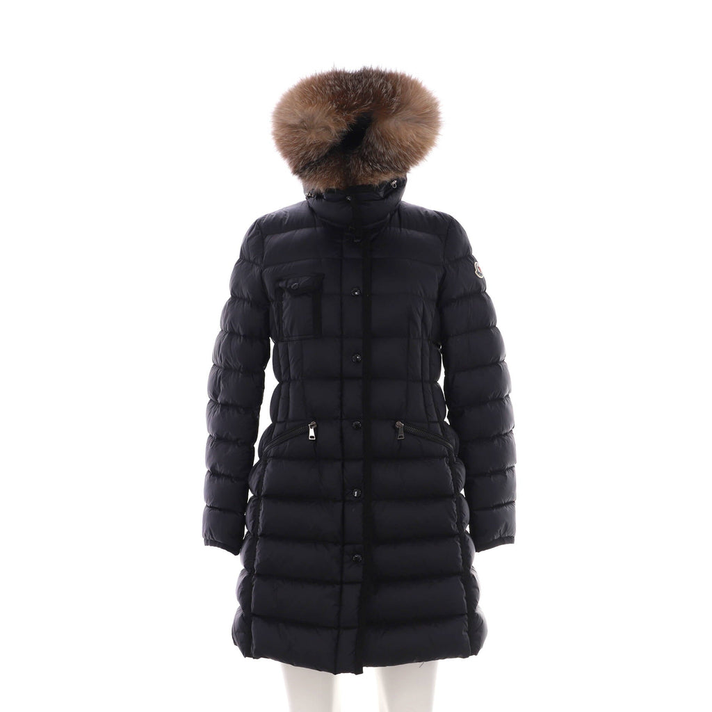 Women's Hermifur Hooded Puffer Coat Quilted Nylon with Down and Fur