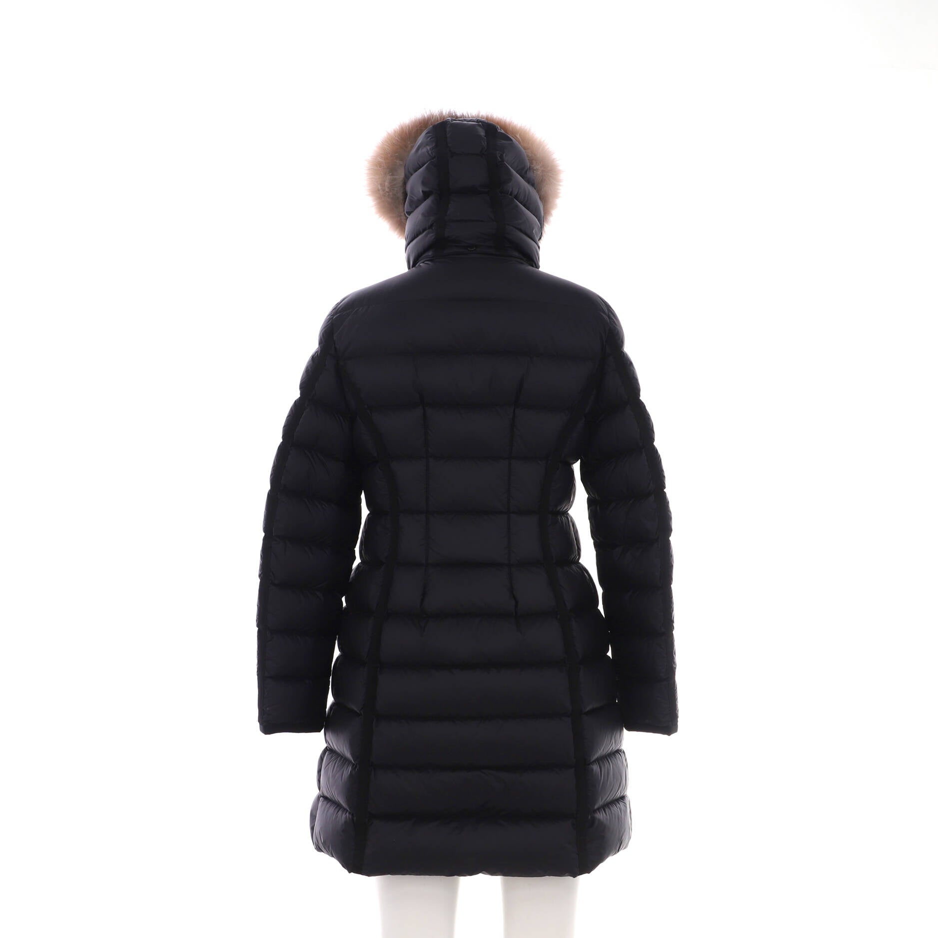 Women's Hermifur Hooded Puffer Coat Quilted Nylon with Down and Fur