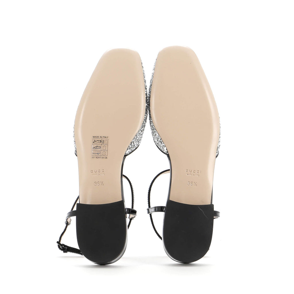Women's GG Slingback Flats Glitter and Patent