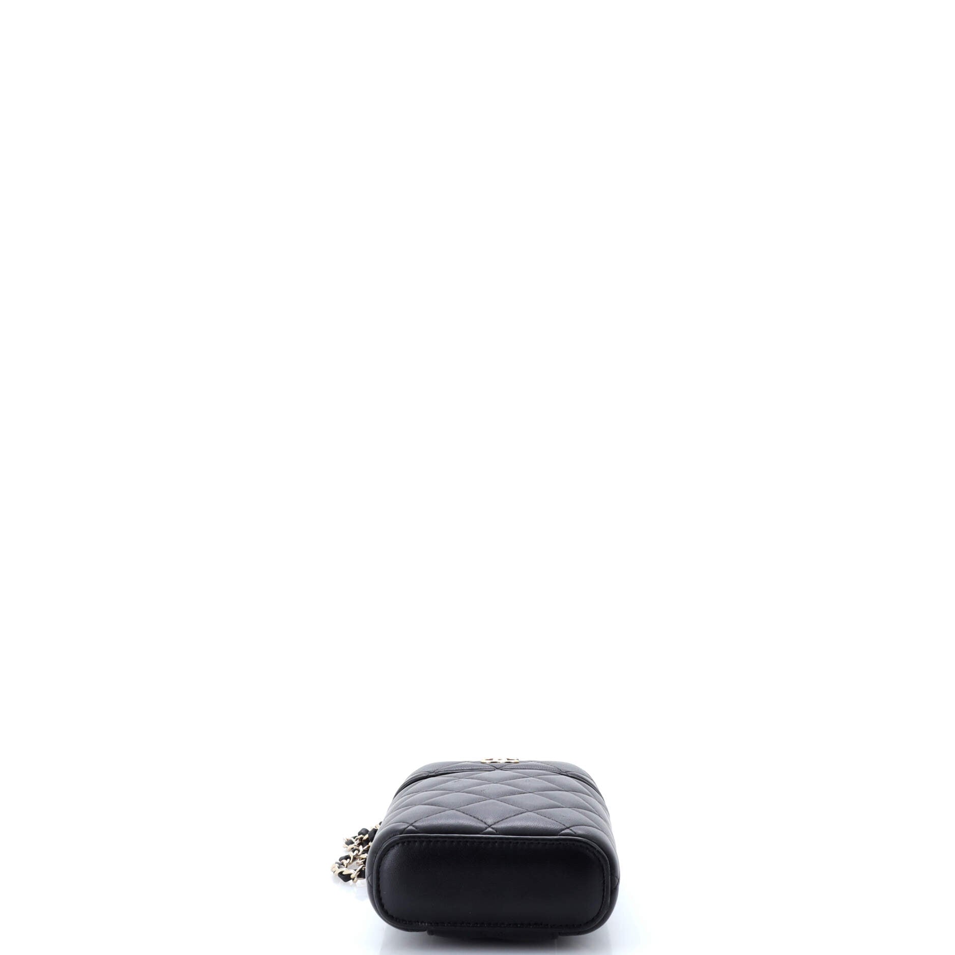 Classic Vanity Top Handle Phone Holder with Chain Quilted Lambskin