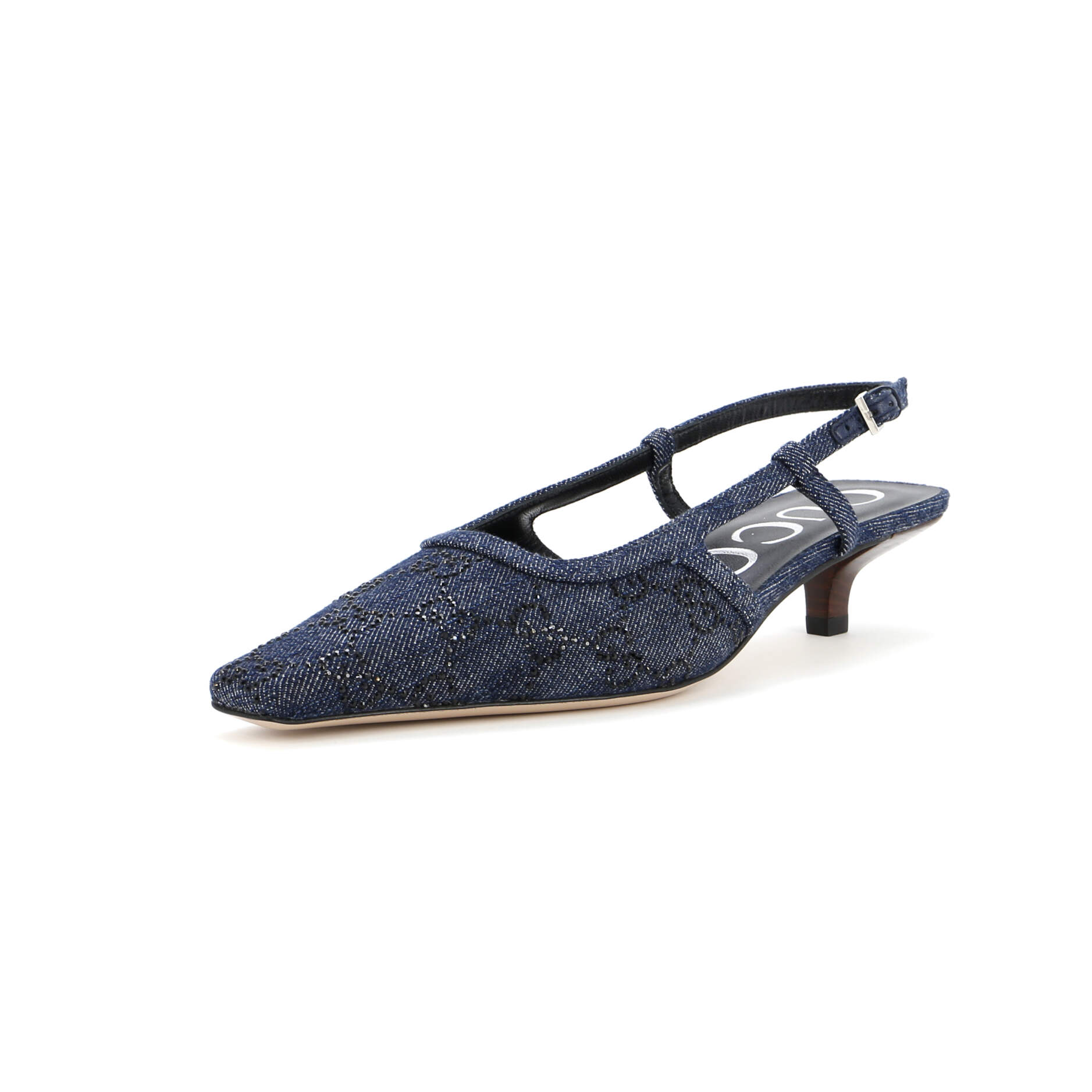 Women's Slingback Pumps Crystal GG Embellished Denim