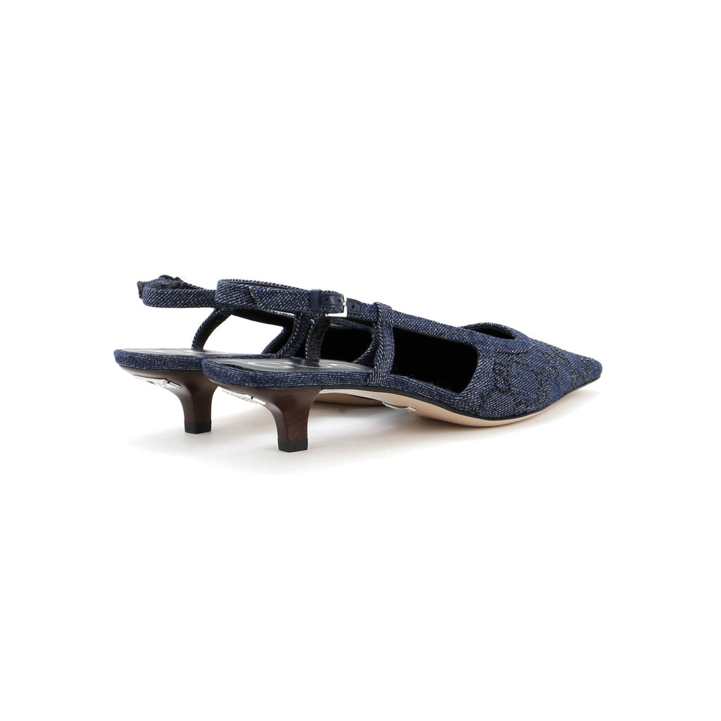 Women's Slingback Pumps Crystal GG Embellished Denim