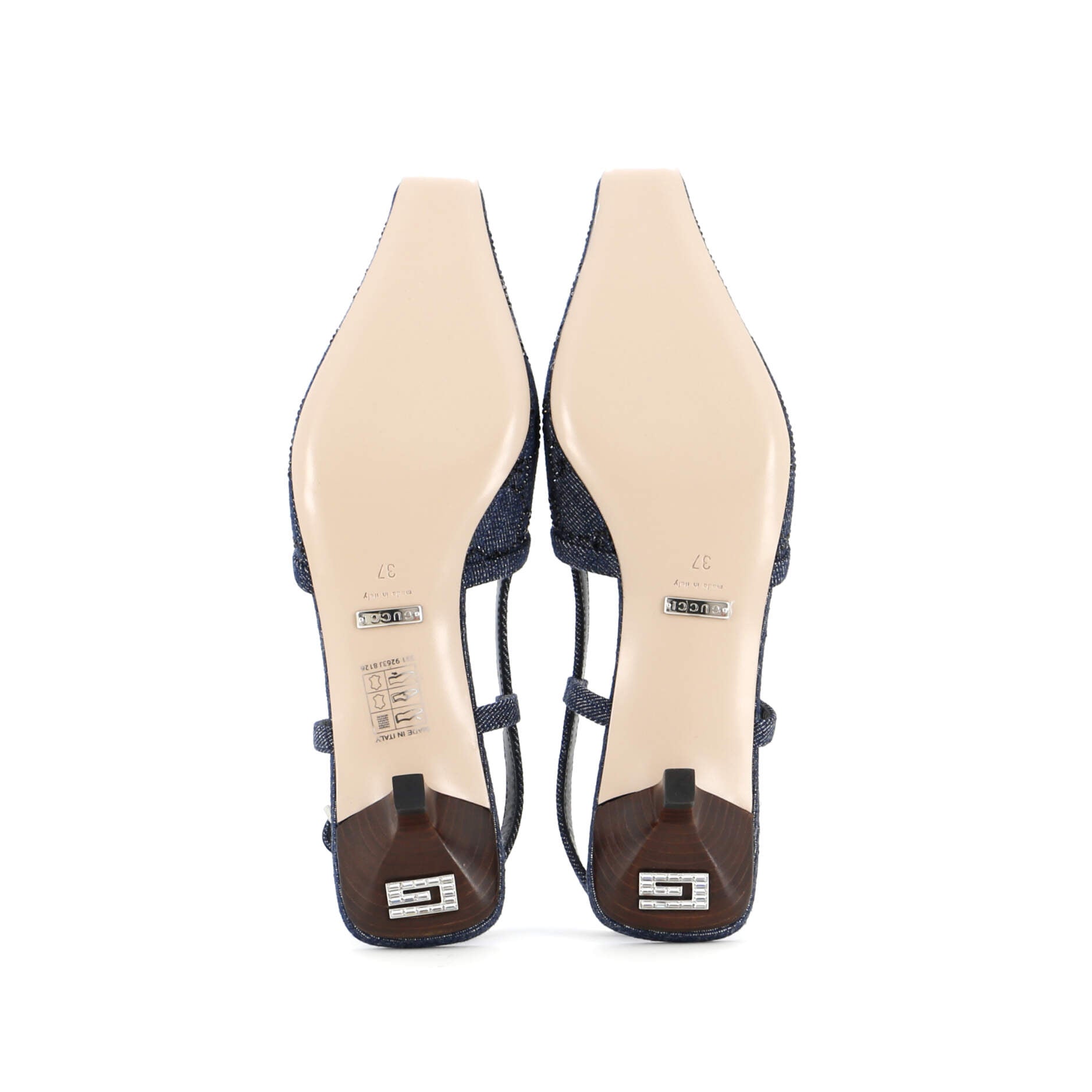 Women's Slingback Pumps Crystal GG Embellished Denim