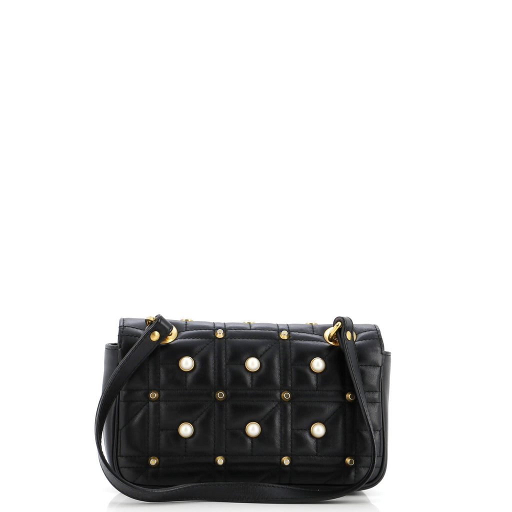 Pearly GG Marmont Flap Bag Embellished Matelasse Leather Mini