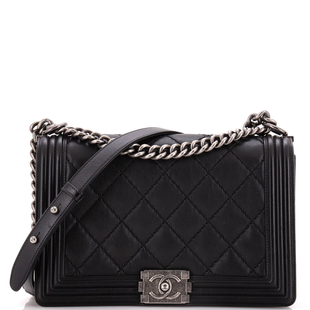 Stitch Boy Flap Bag Quilted Calfskin New Medium
