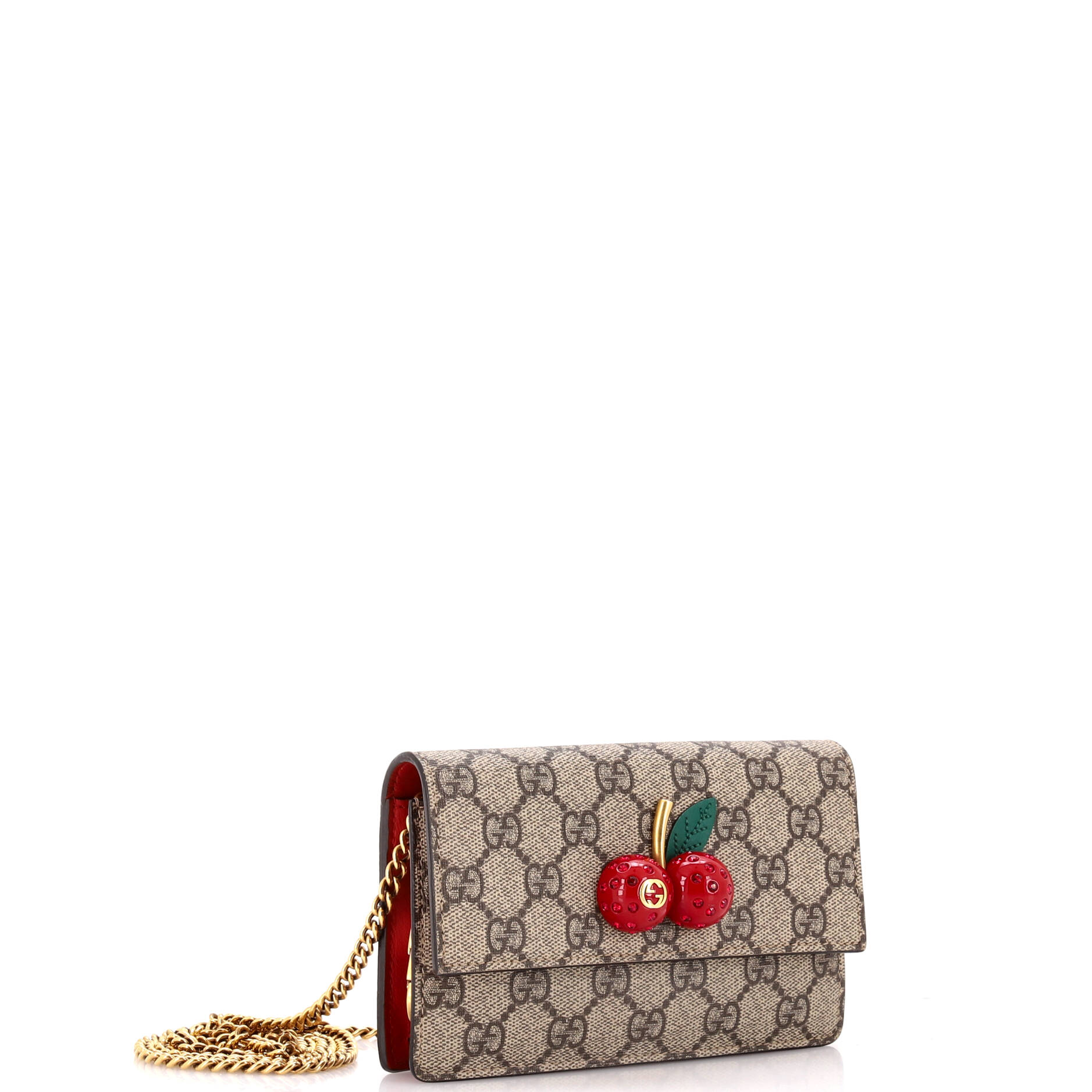 Cherries Wallet on Chain GG Coated Canvas Mini
