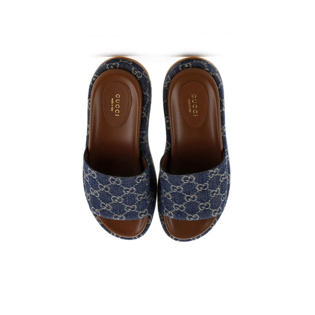 Women's Angelina Platform Slide Sandals GG Denim