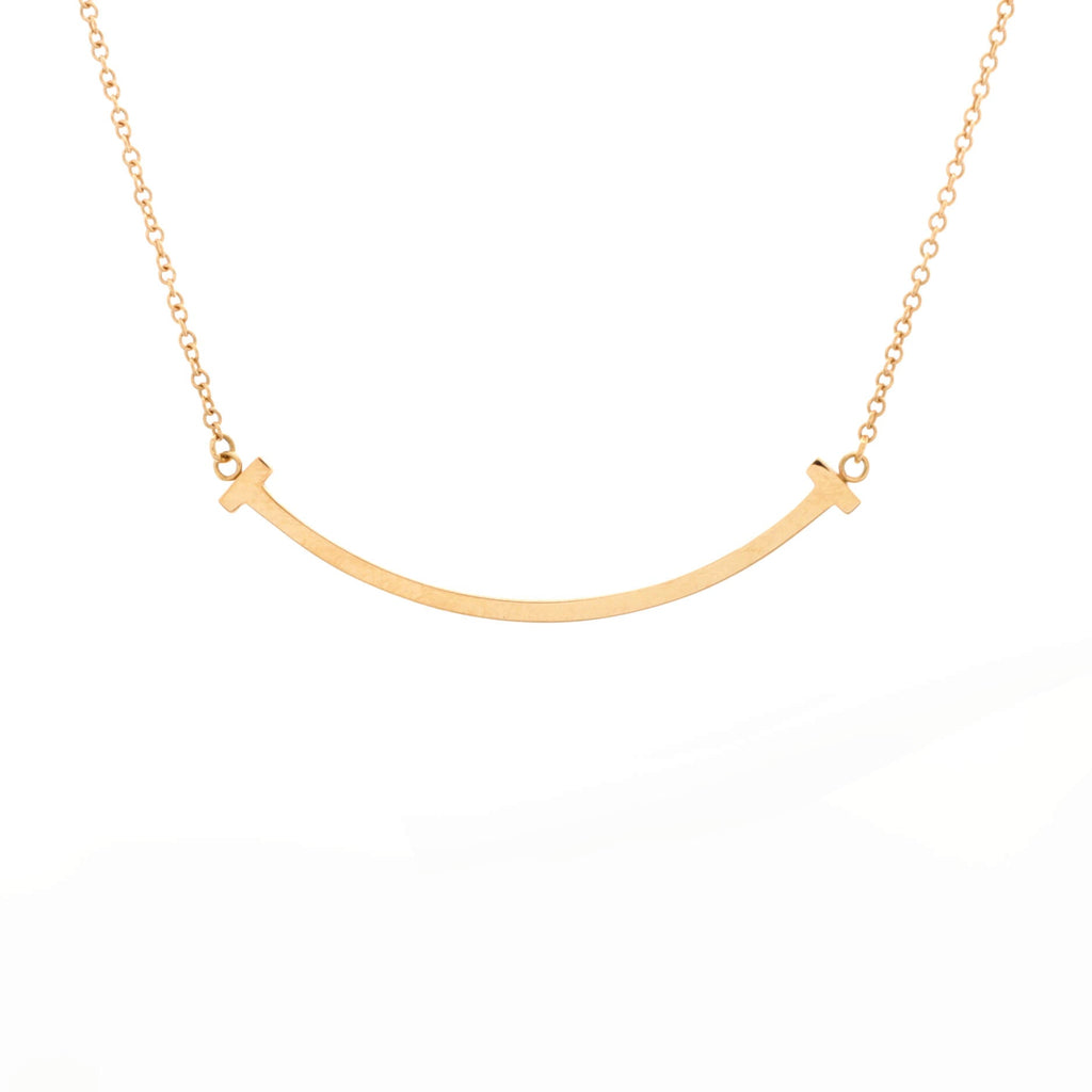 T Smile Pendant Necklace 18K Rose Gold Small