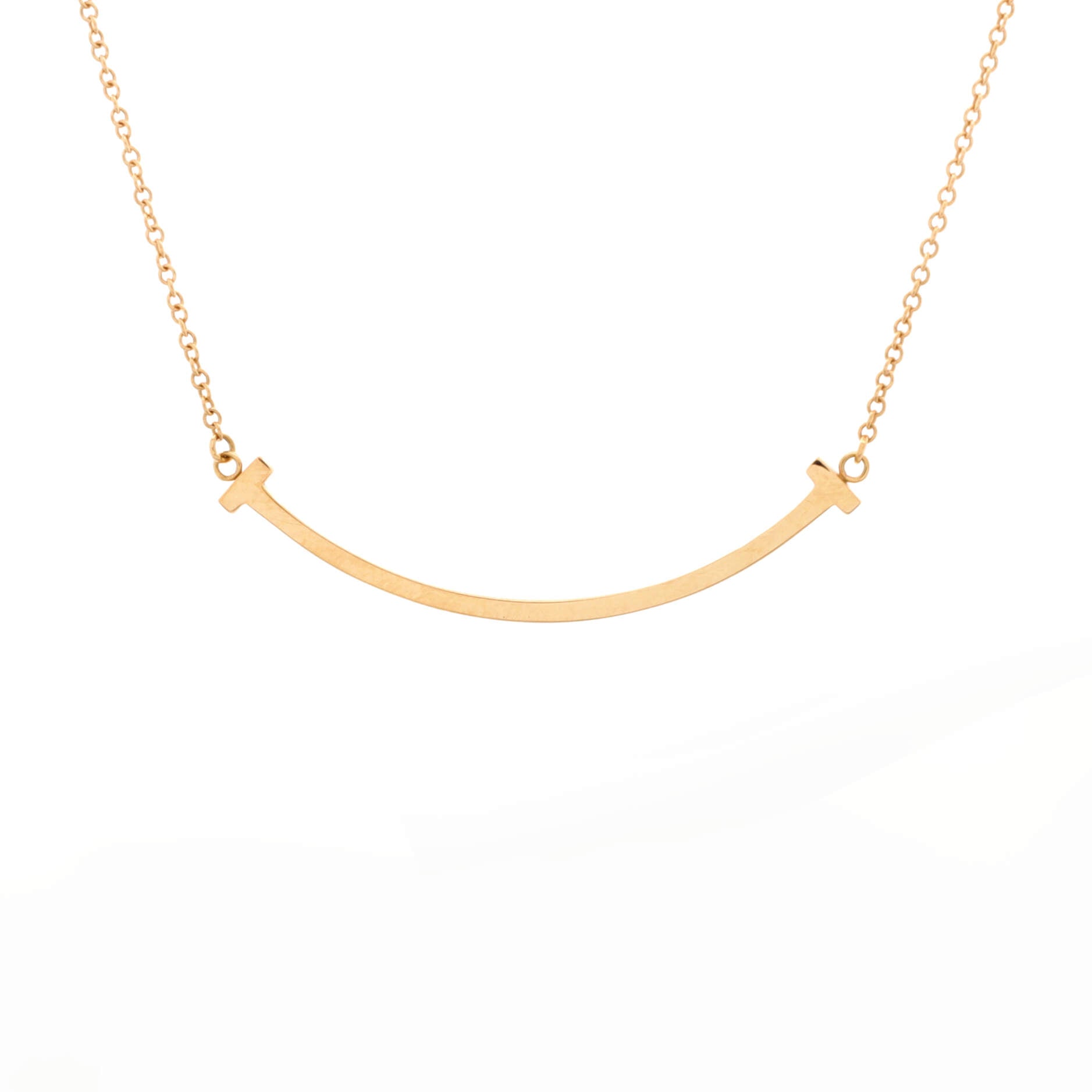 T Smile Pendant Necklace 18K Rose Gold Small