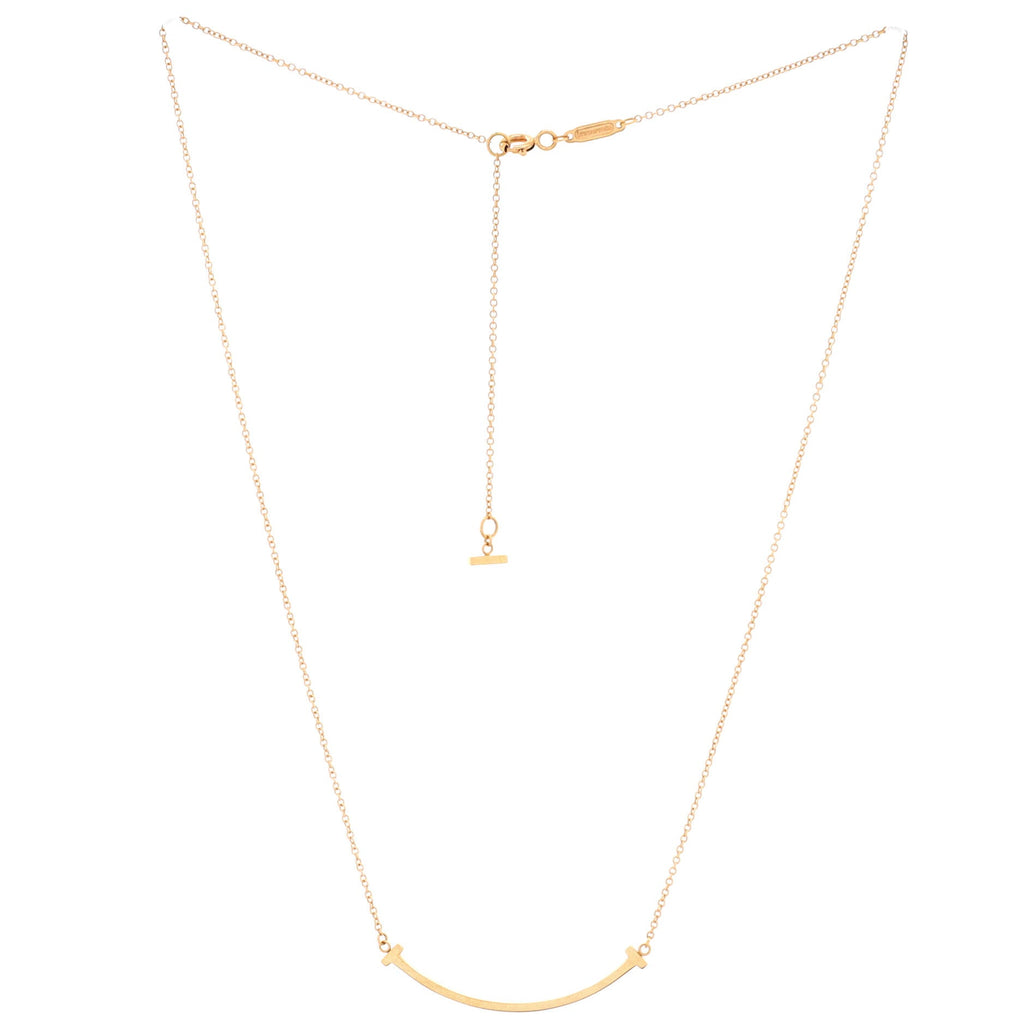 T Smile Pendant Necklace 18K Rose Gold Small