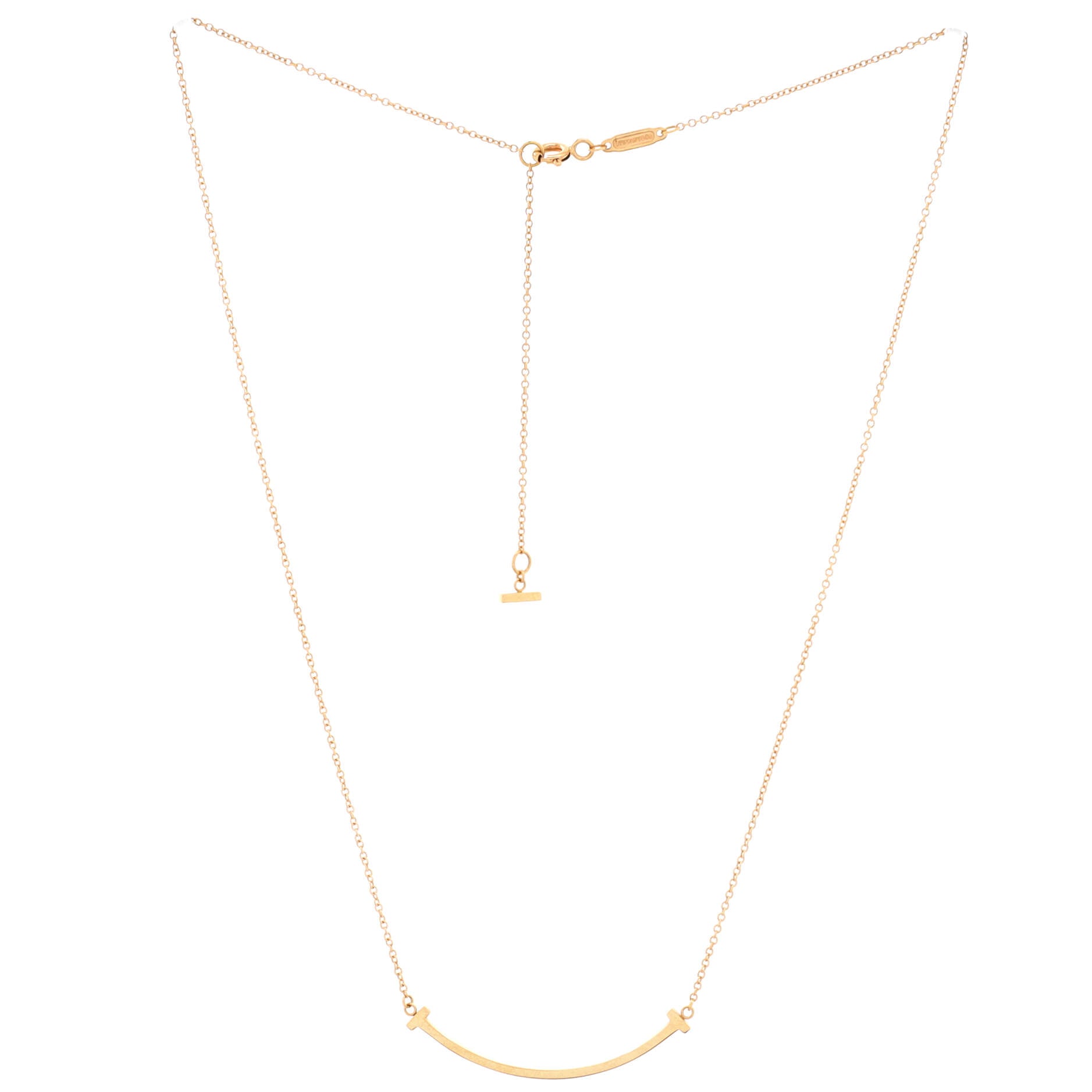 T Smile Pendant Necklace 18K Rose Gold Small