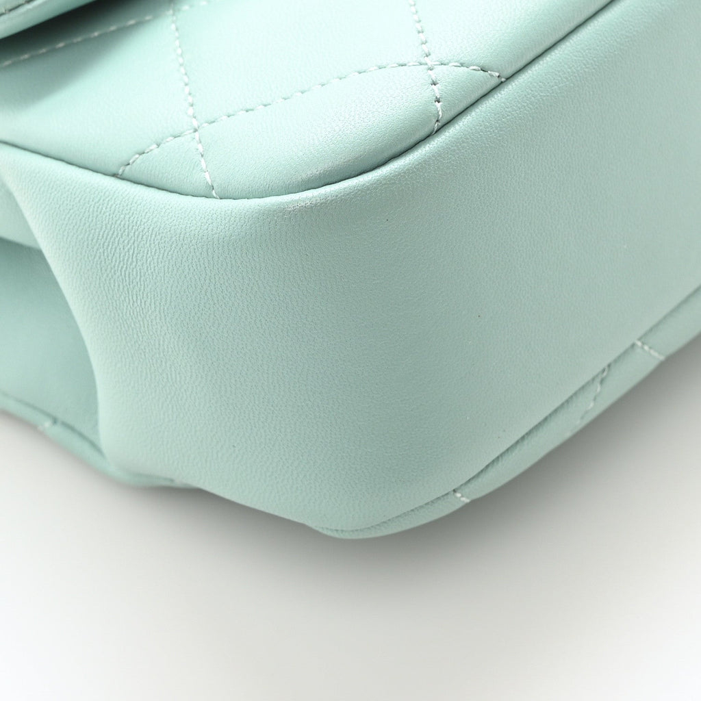 Lambskin Quilted Medium In The Loop Handle Flap Bag Light Blue