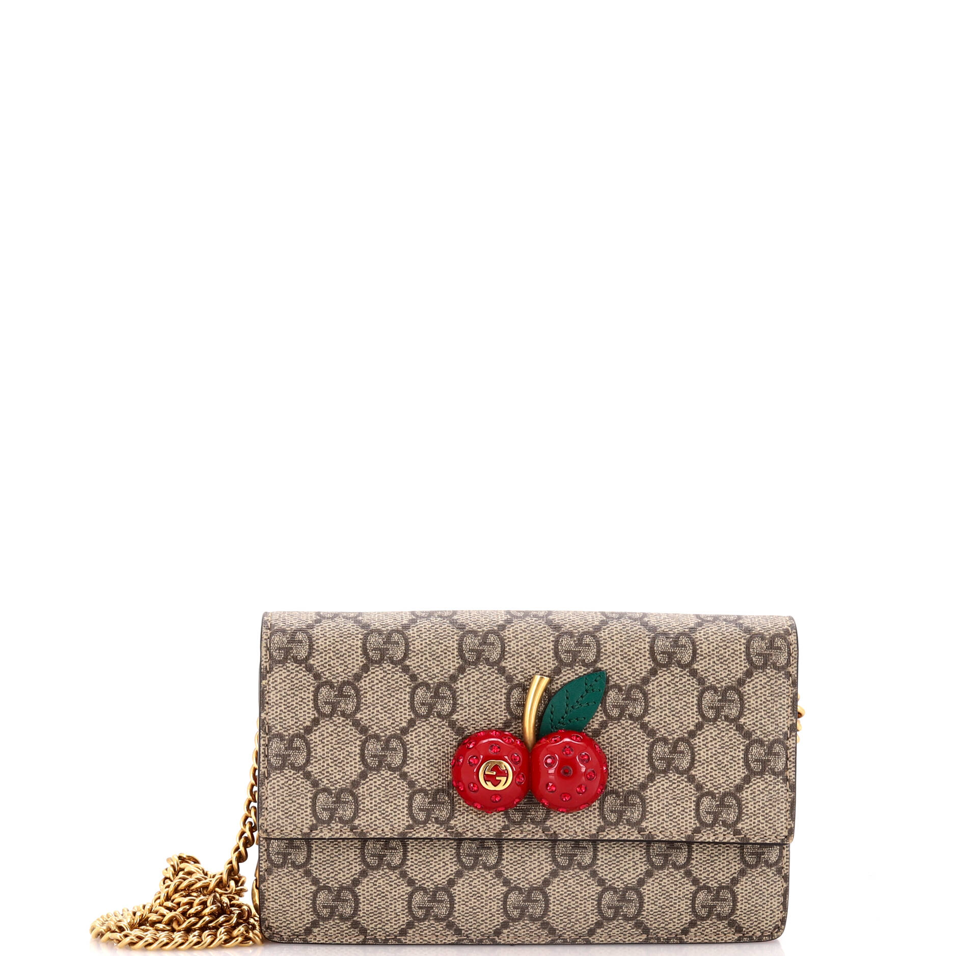 Cherries Wallet on Chain GG Coated Canvas Mini