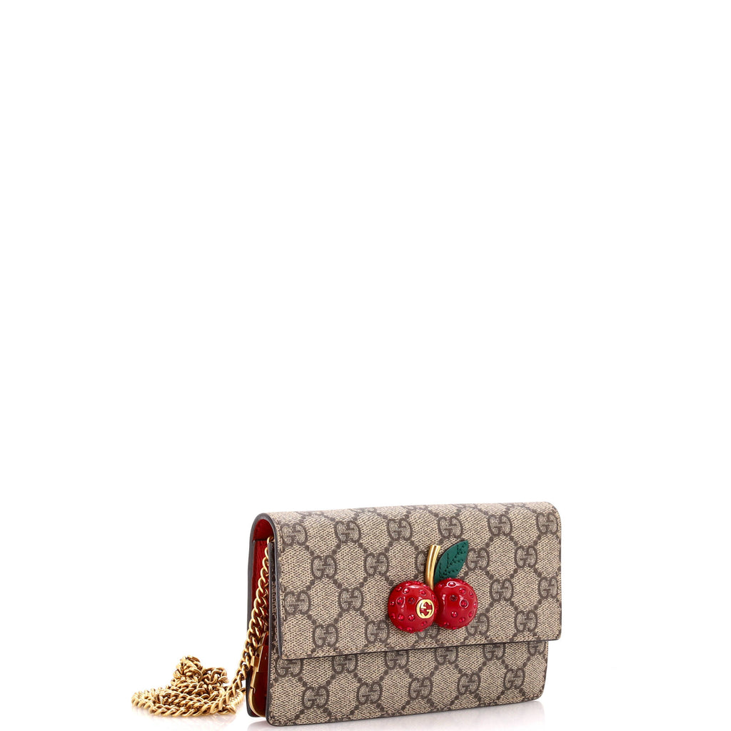 Cherries Wallet on Chain GG Coated Canvas Mini