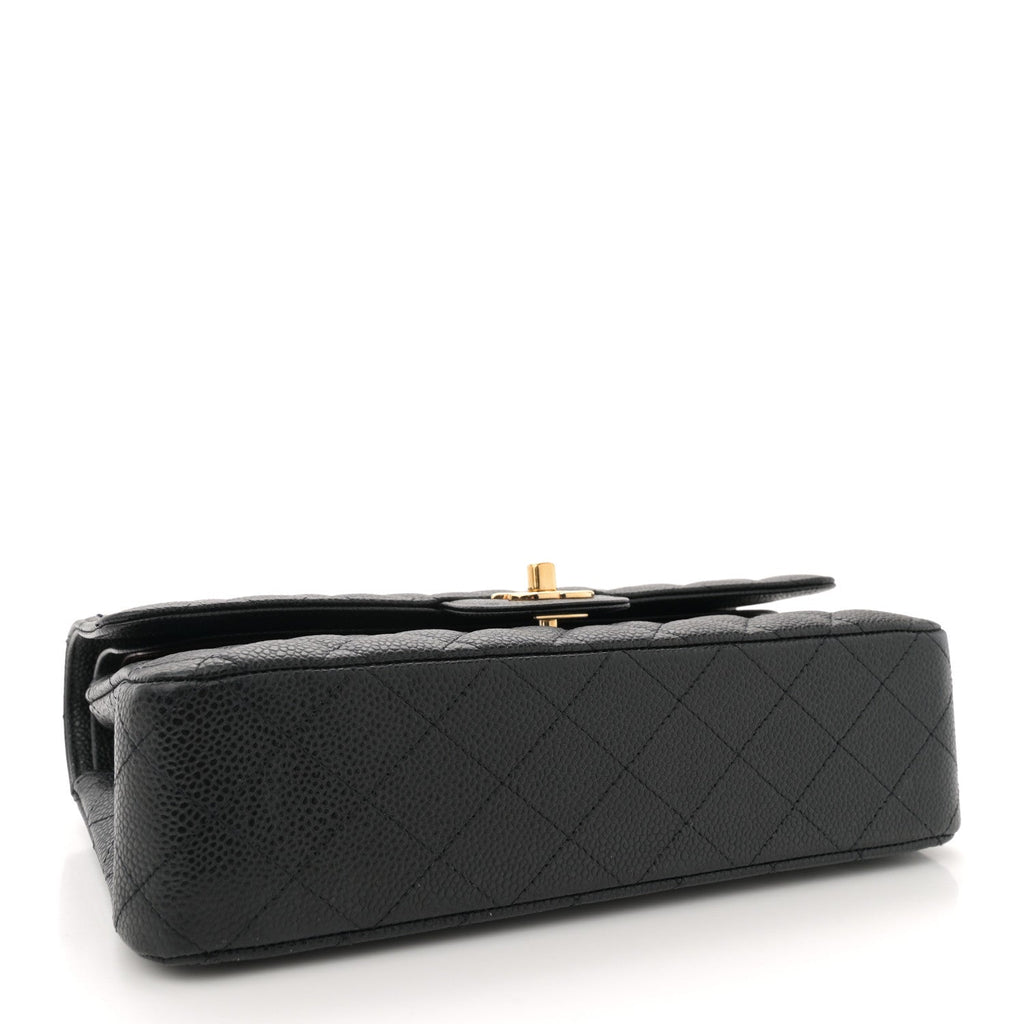 Caviar Quilted Medium Double Flap Black