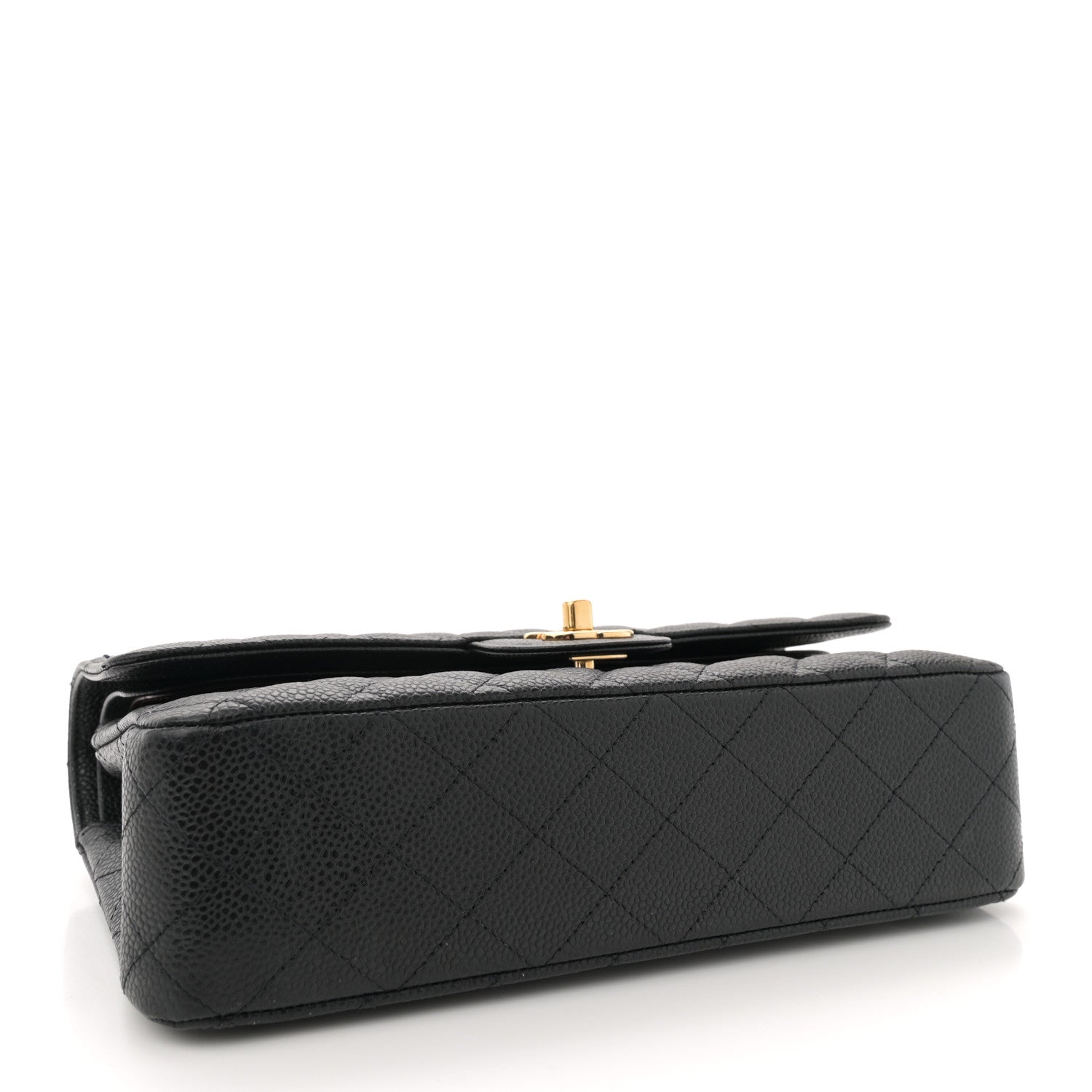 Caviar Quilted Medium Double Flap Black