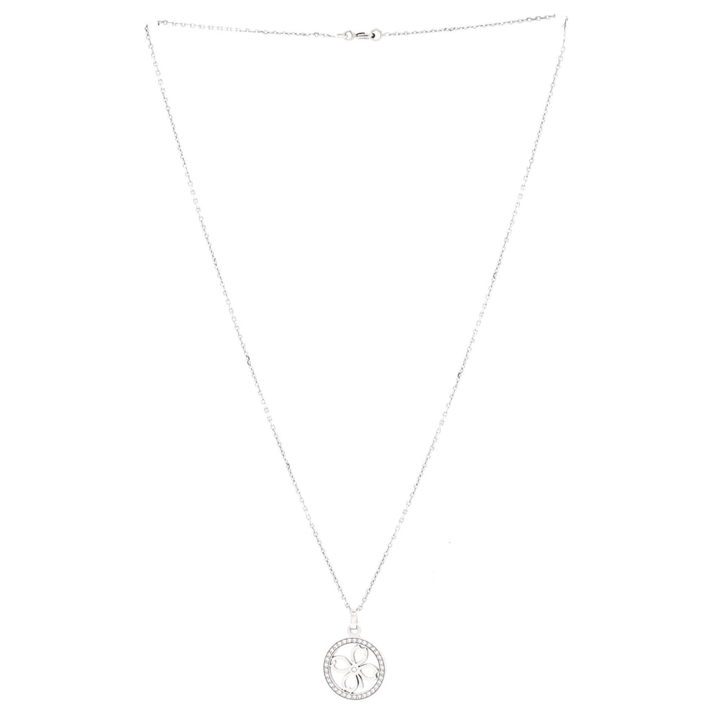 Accroche Coeur Clover Pendant Necklace 18K White Gold and Diamonds