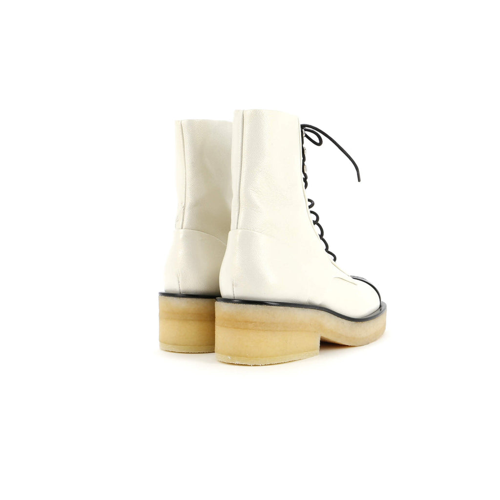 Women's CC Cap Toe Combat Boots Leather