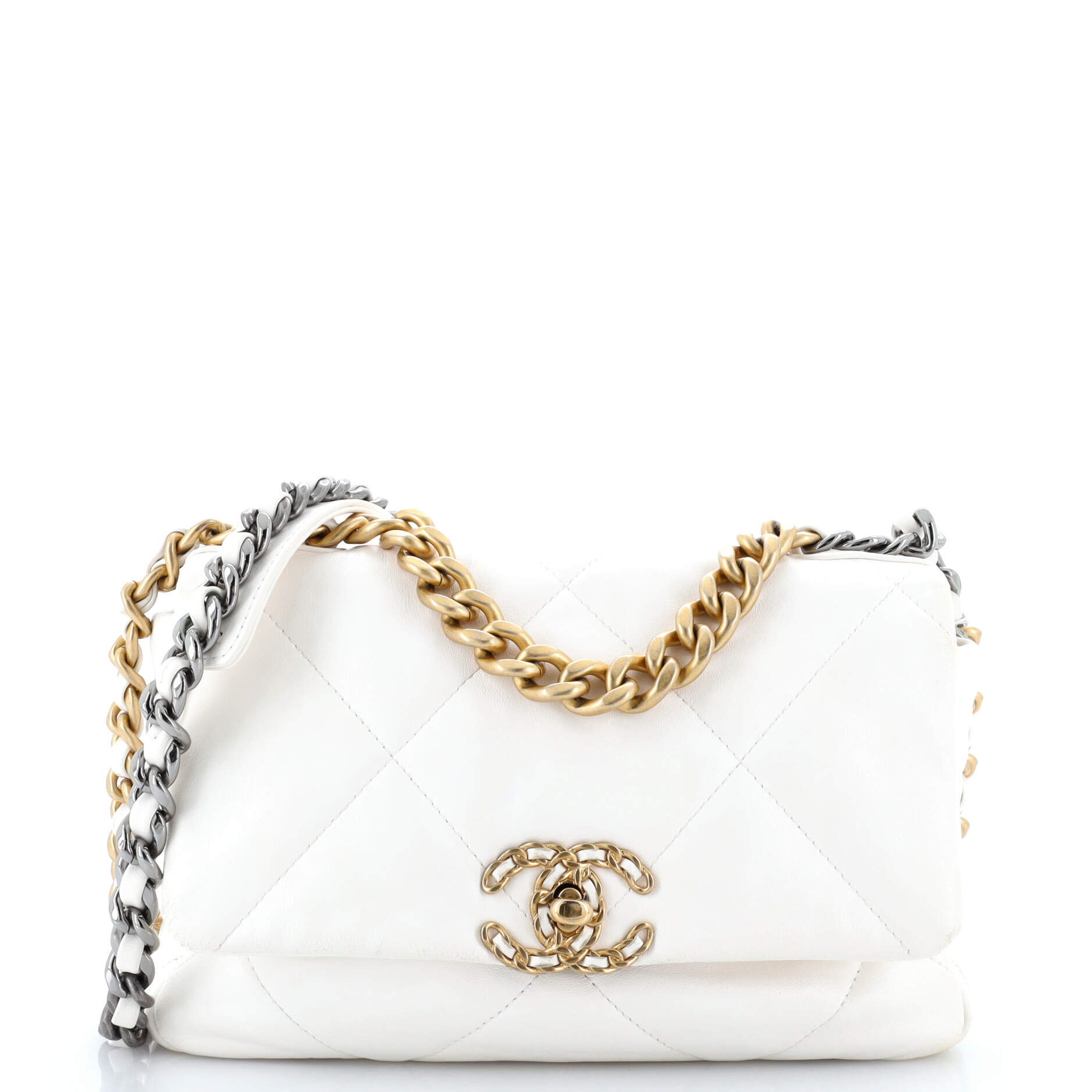 19 Flap Bag Quilted Leather Medium