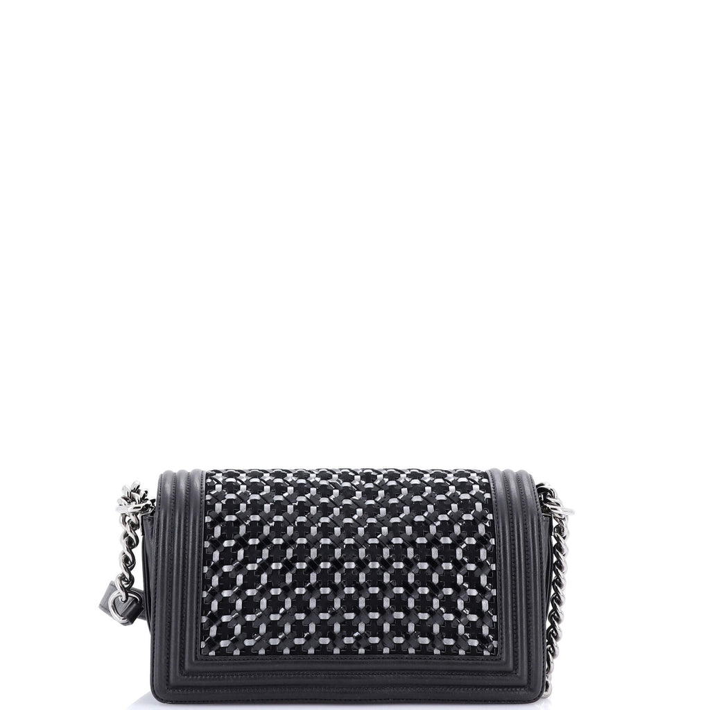 Boy Flap Bag Braided Patent and Calfskin Old Medium