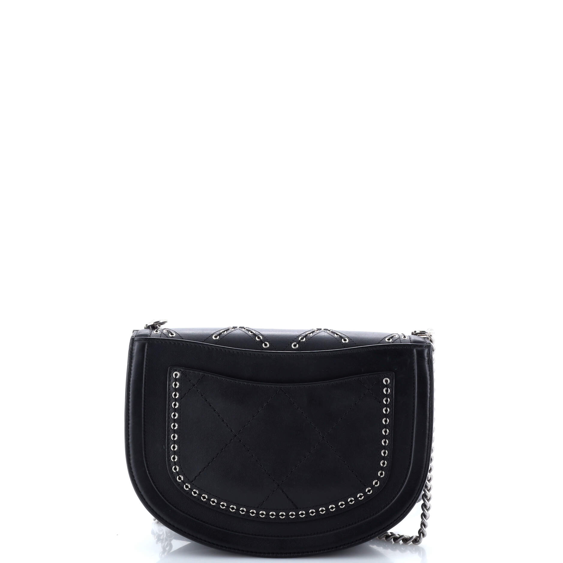 Coco Eyelets Round Flap Bag Quilted Calfskin Small