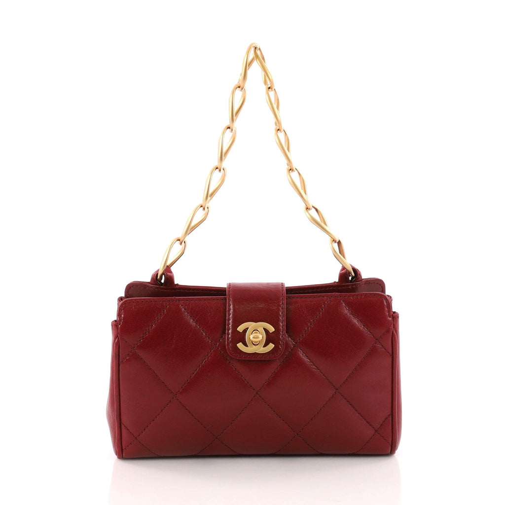 Vintage Chain Link Clutch Quilted Lambskin Small