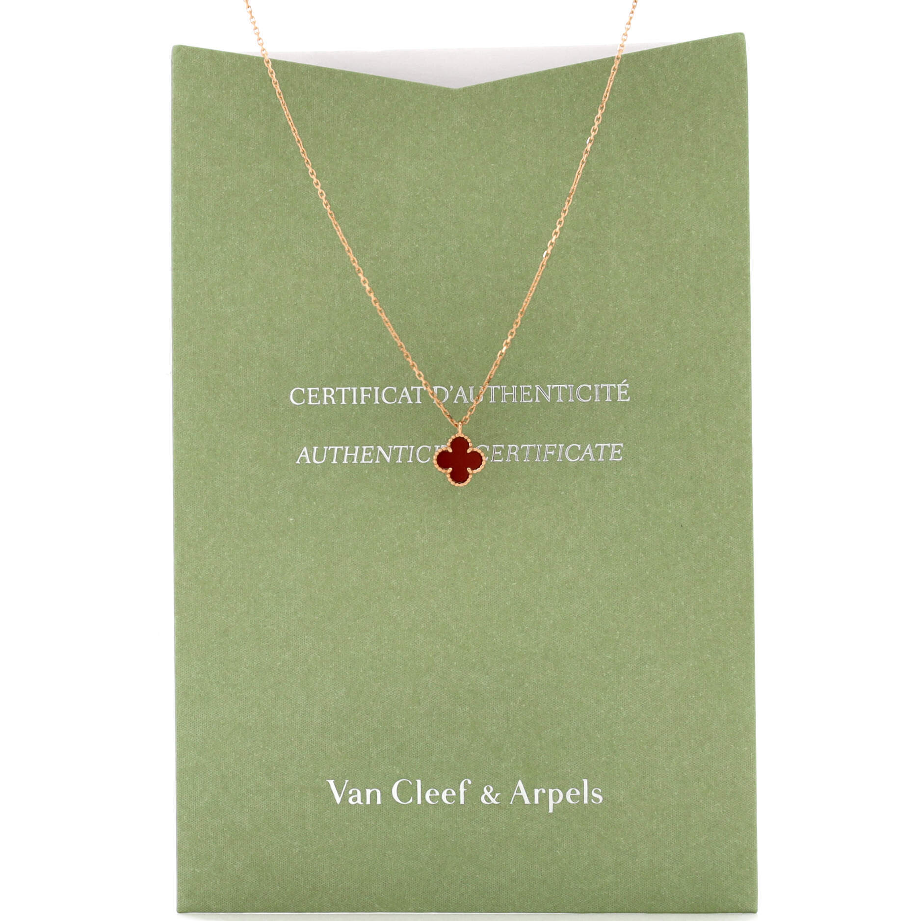 Sweet Alhambra Pendant Necklace 18K Rose Gold and Carnelian