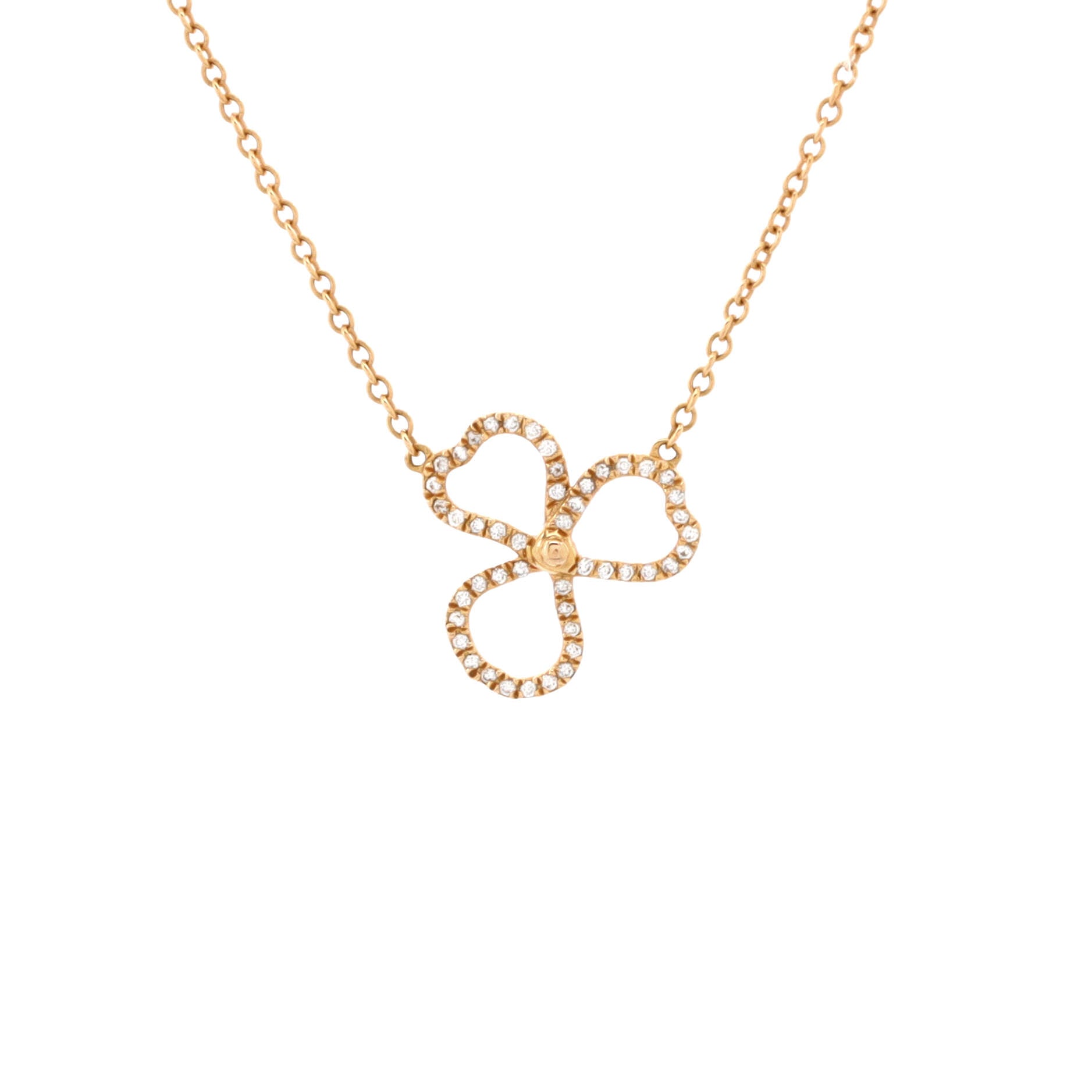 Open Paper Flower Pendant Necklace 18K Rose Gold and Diamonds Mini