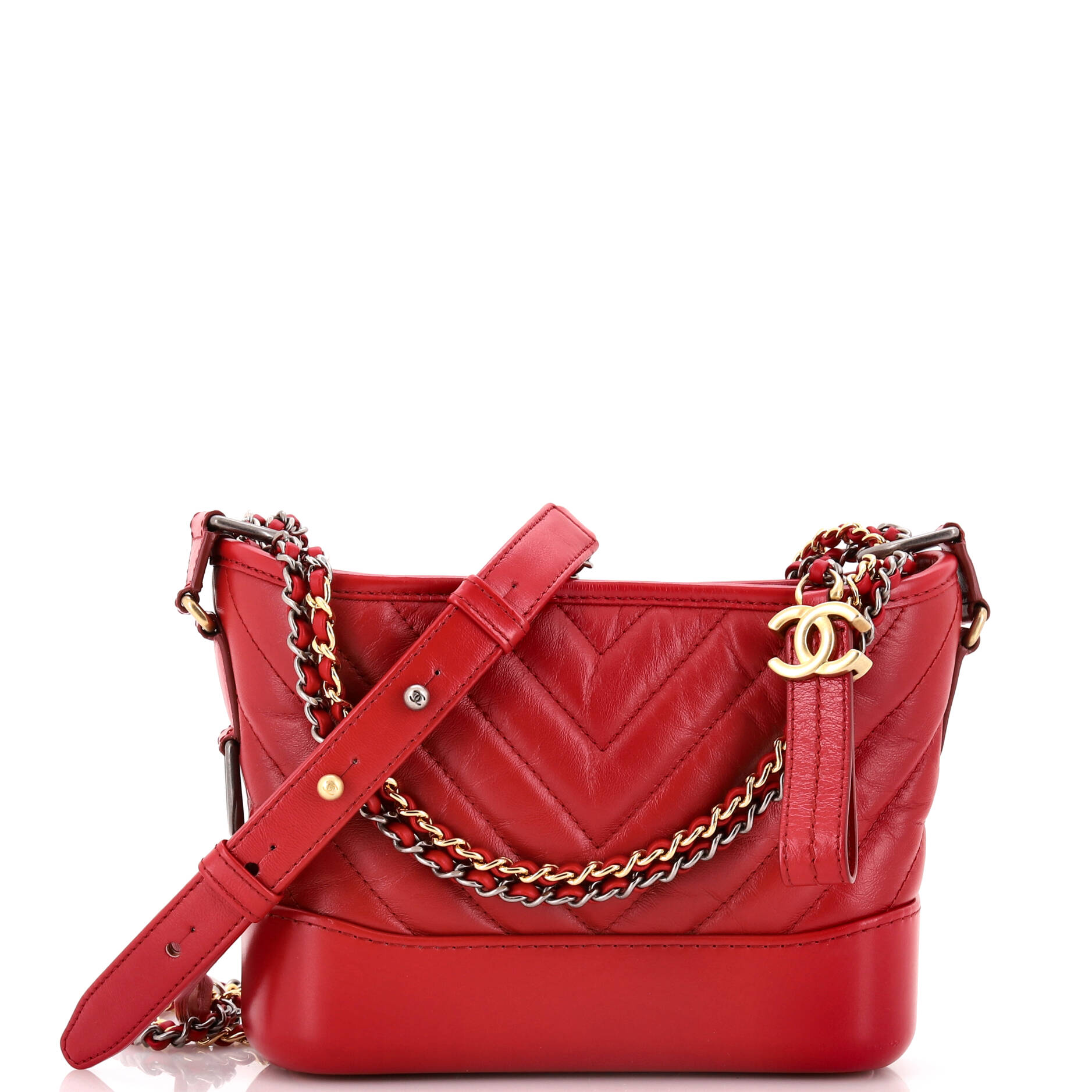 Gabrielle Hobo Chevron Aged Calfskin Small