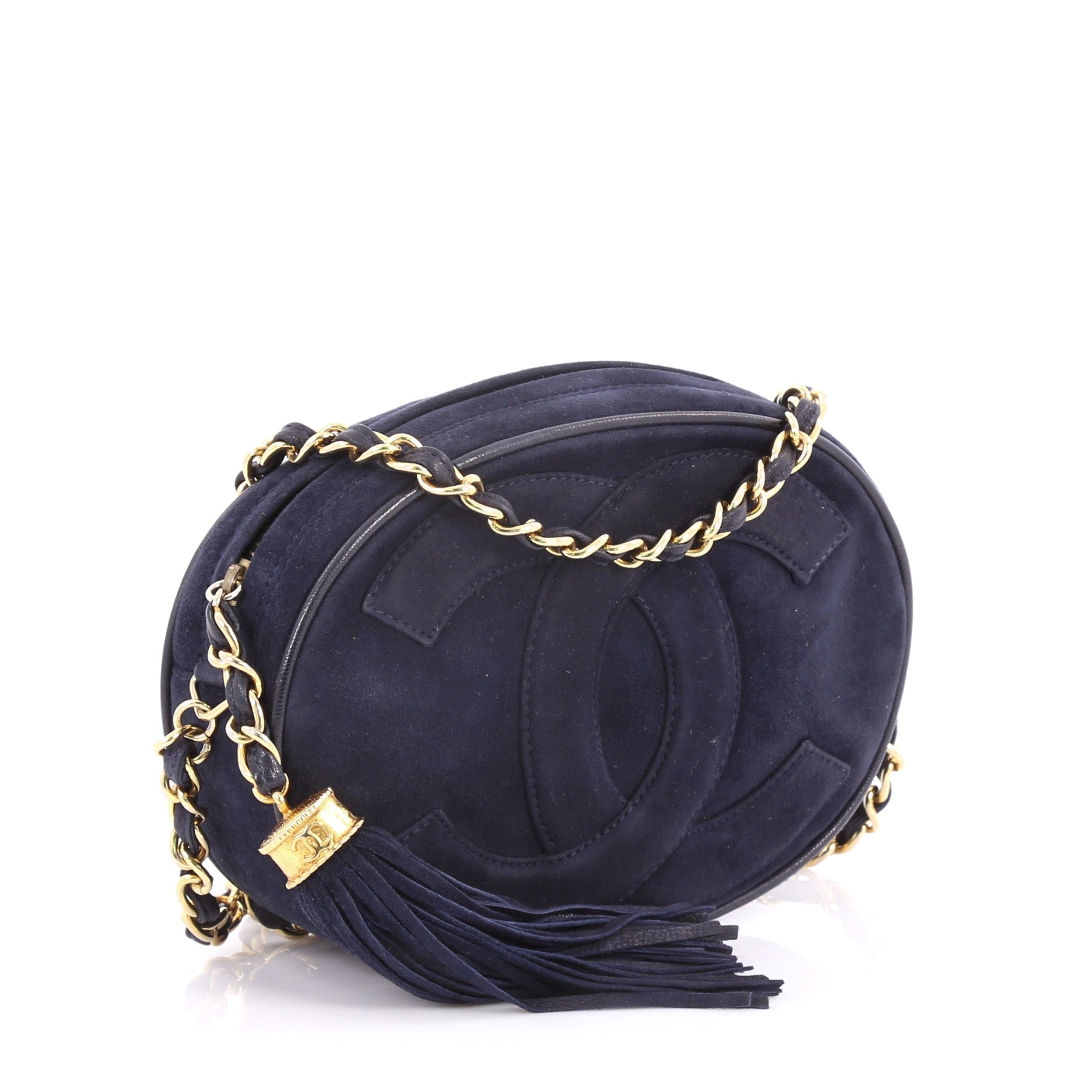 Vintage Oval CC Tassel Crossbody Bag Suede Mini