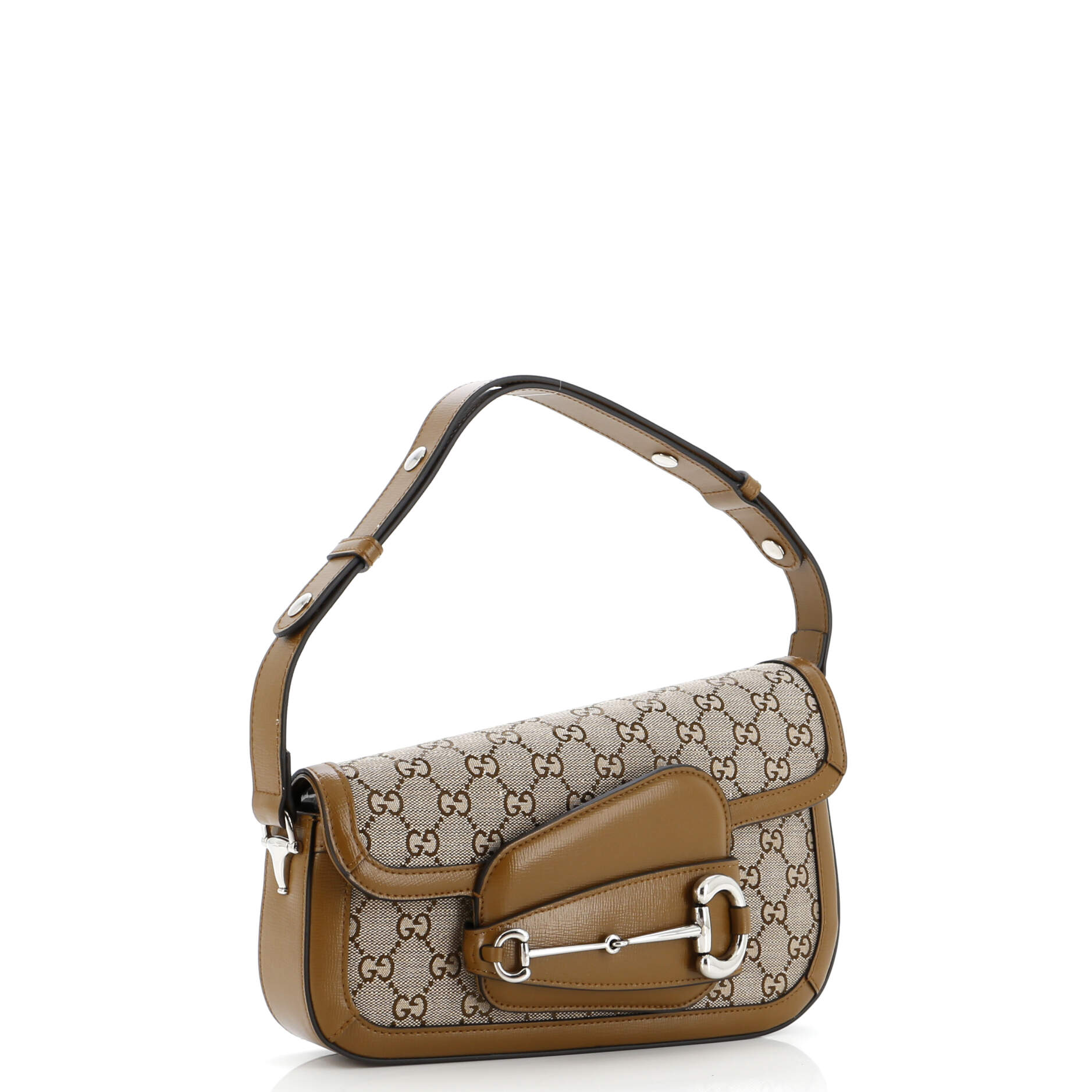 Horsebit 1955 Asymmetric Shoulder Bag GG Canvas with Leather Small